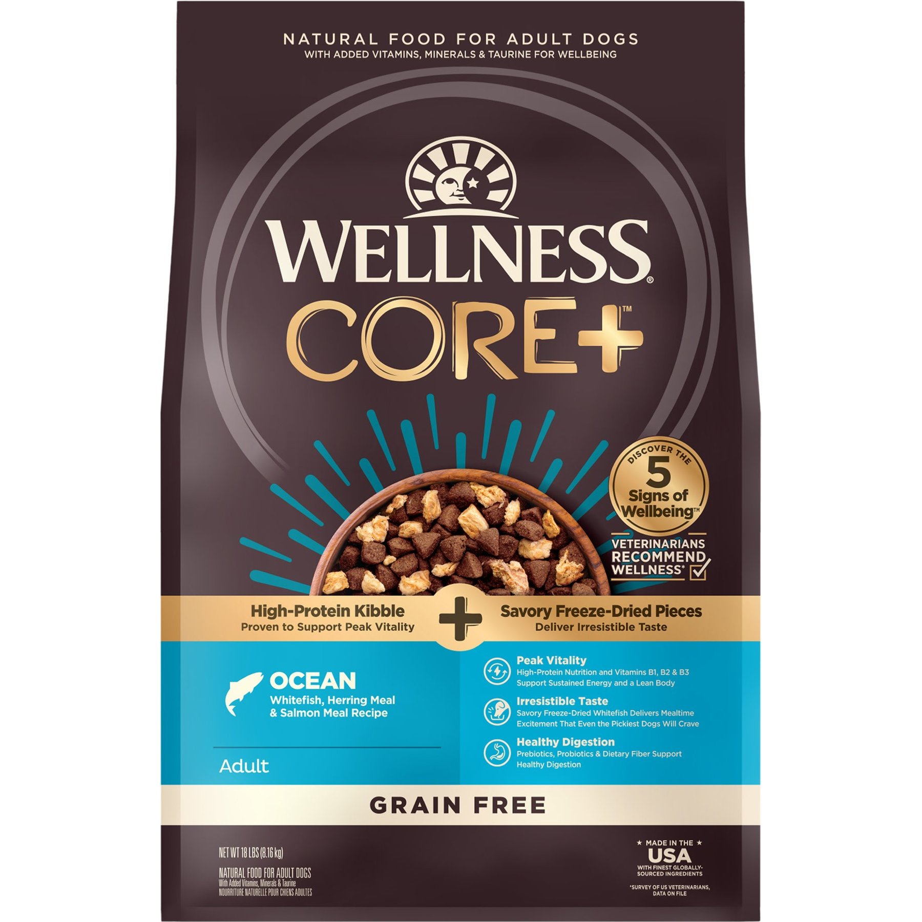 Wellness CORE+ High Protein Grain-Free Ocean Whitefish, Herring & Salmon Meal Recipe Dry Dog Food