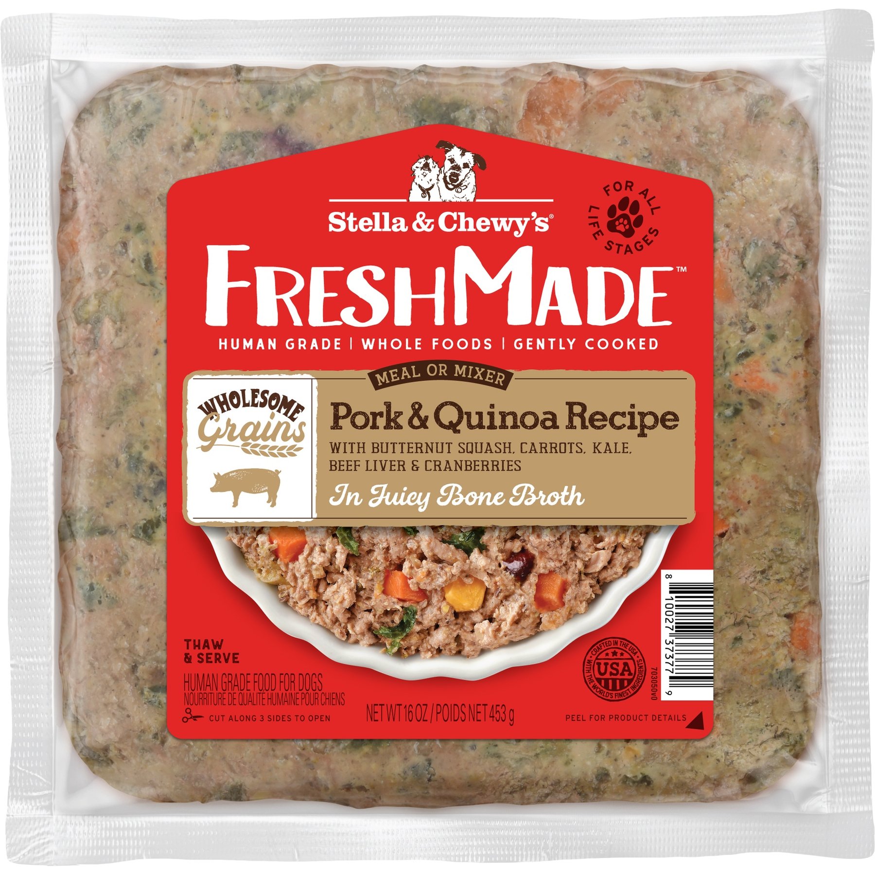 Stella & Chewy's FreshMade Frozen Fresh High Protein Pork & Quinoa Dog Food