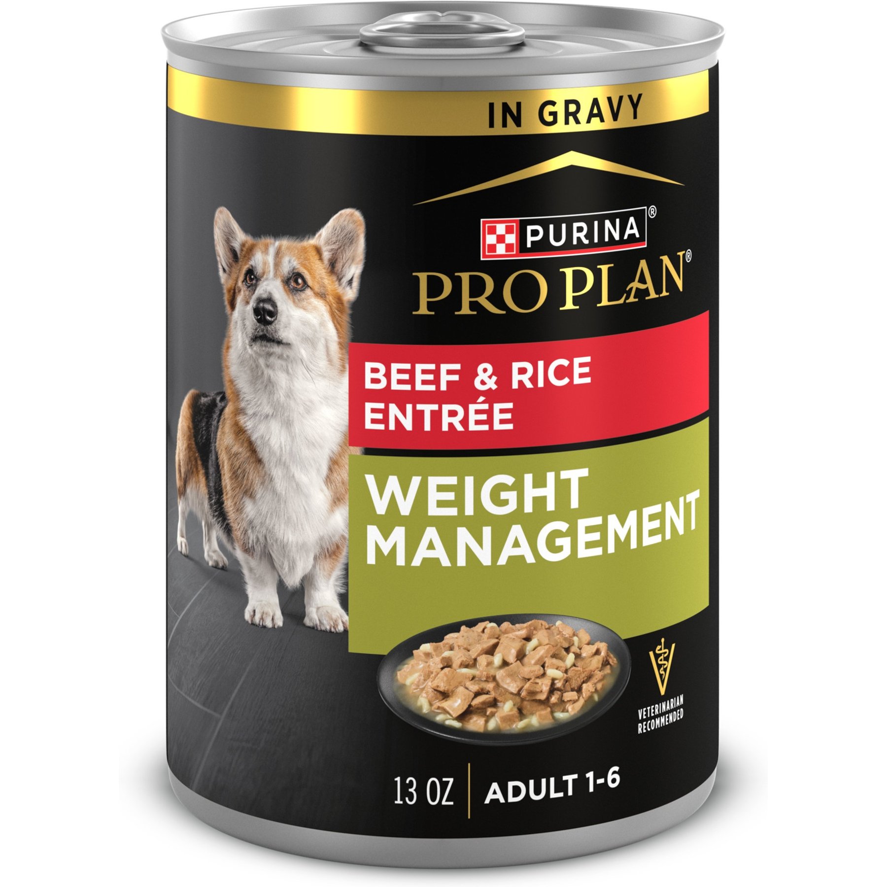 Purina Pro Plan Weight Control Adult High Protein Beef & Rice Entree Canned Dog Food, 13-oz can, case of 12