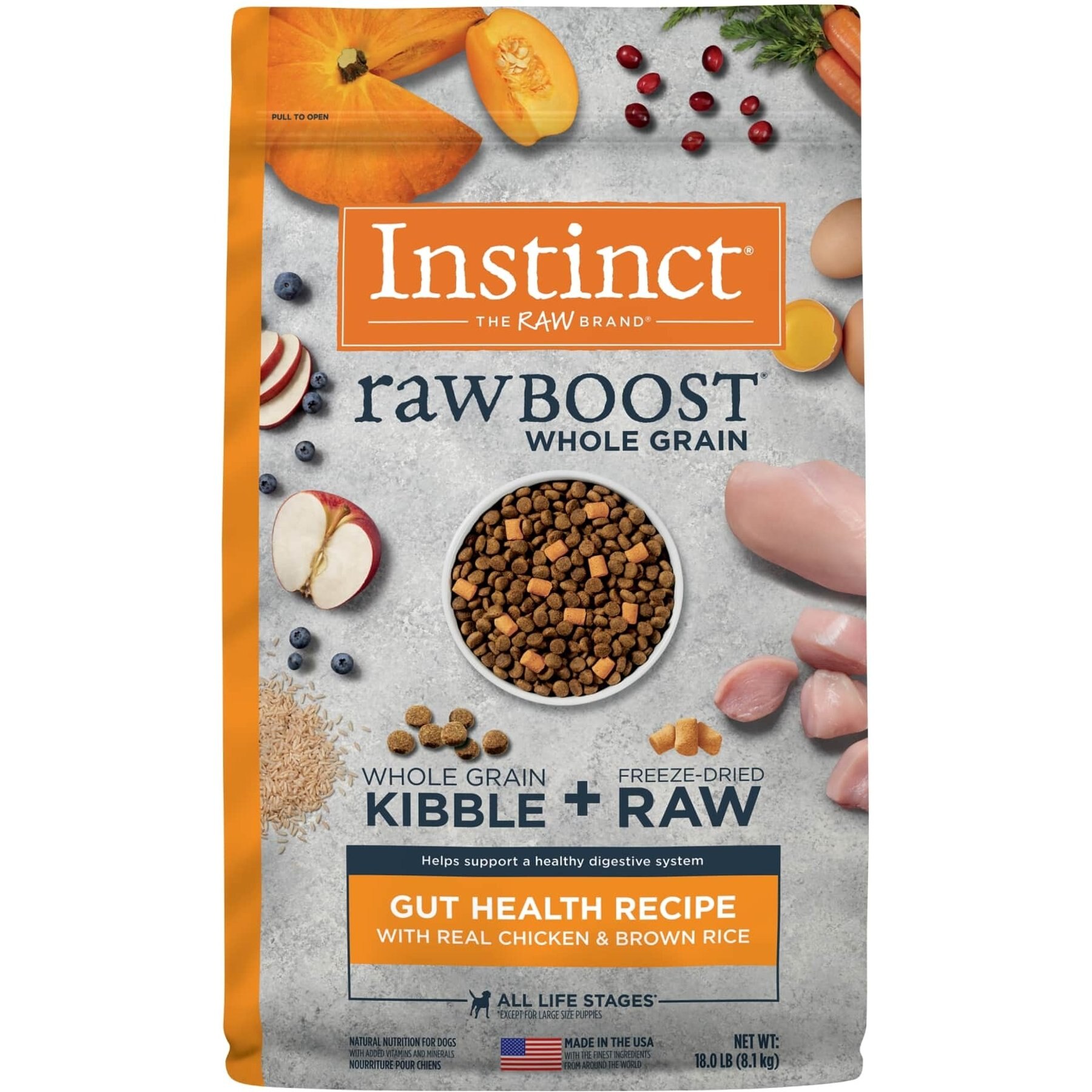 Instinct Raw Boost Whole Grain Gut Health Recipe with Real Chicken Dry Dog Food