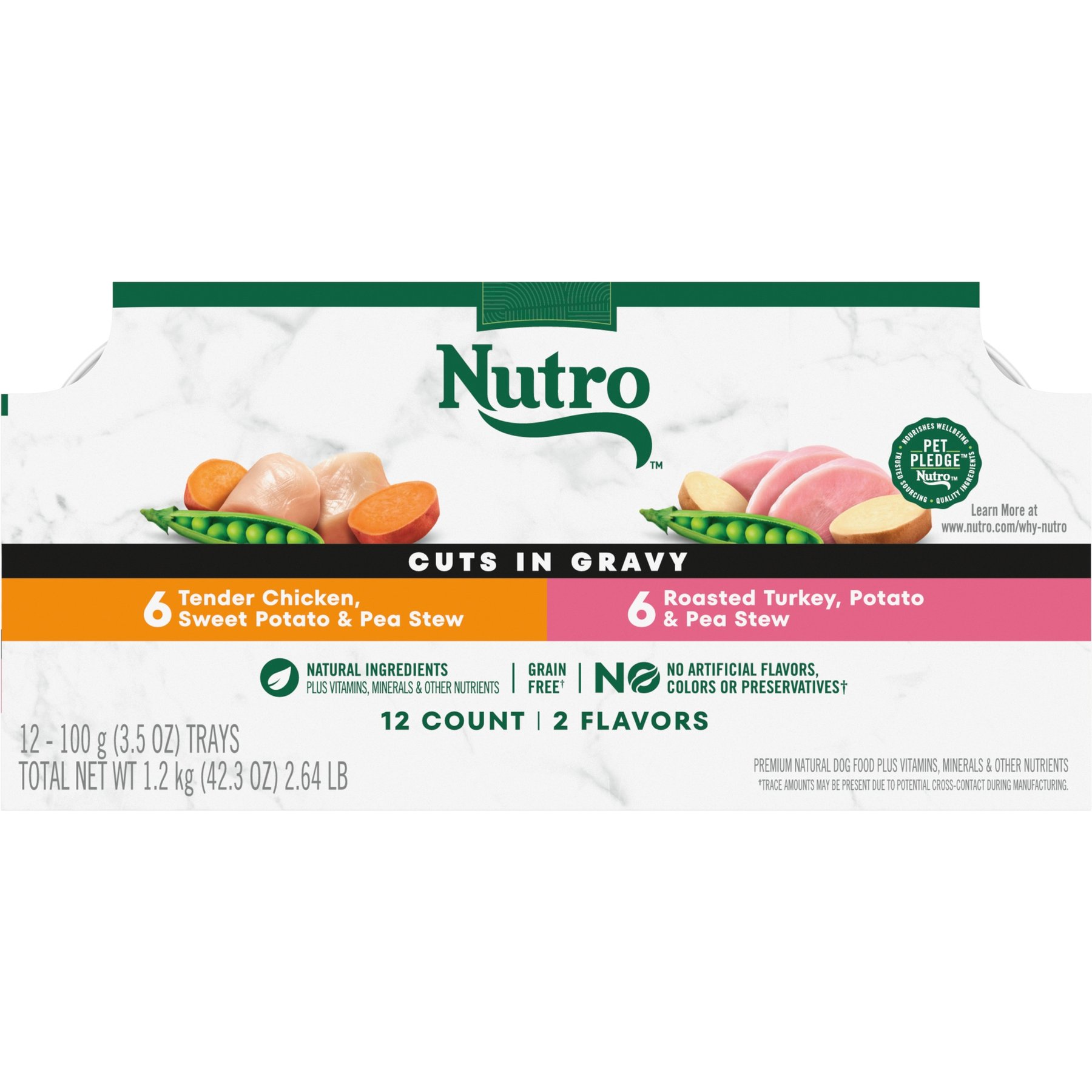 Nutro Grain-Free Tender Chicken Stew & Roasted Turkey Stew Cuts in Gravy Variety Pack Wet Dog Food
