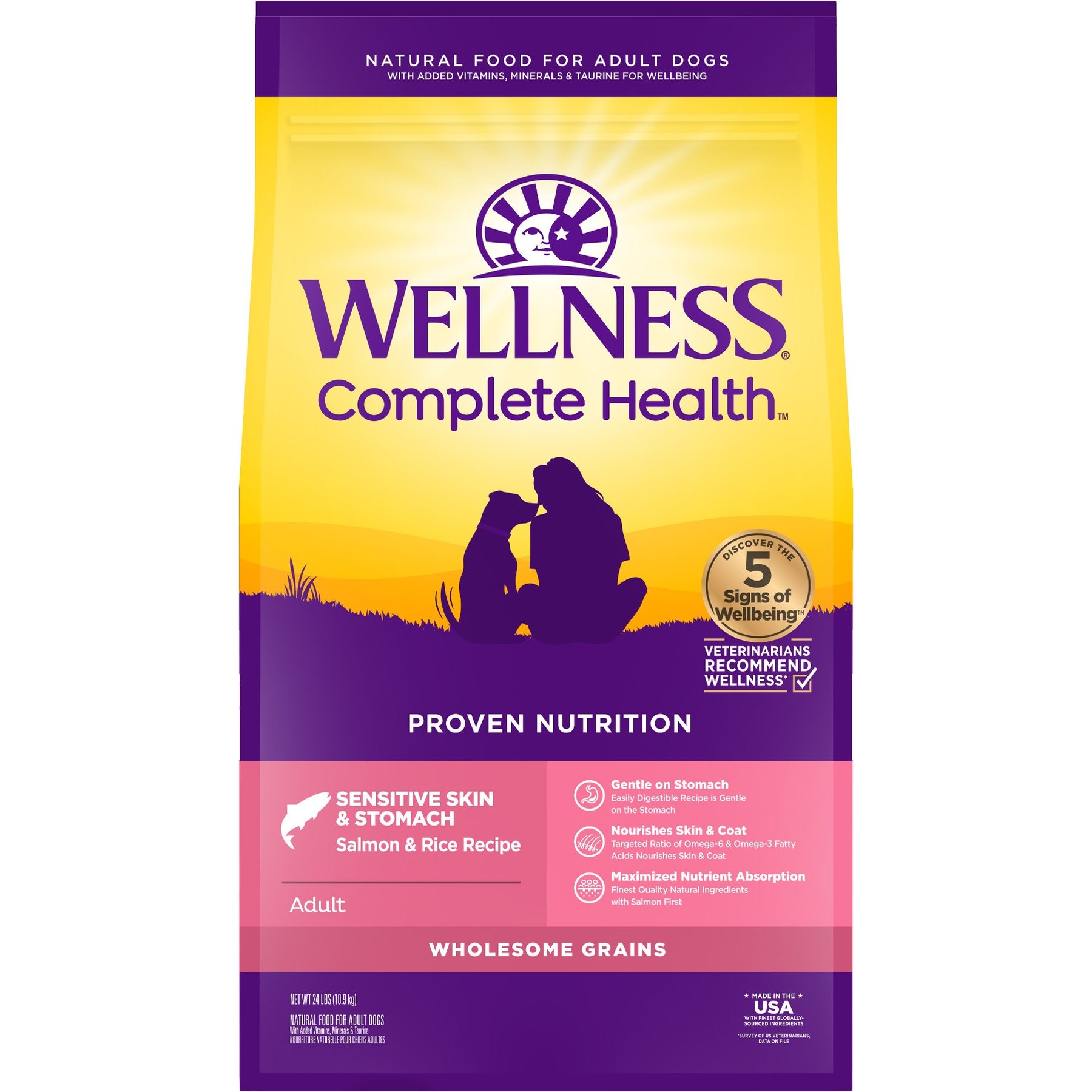 Wellness Complete Health Sensitive Skin & Stomach Natural Adult Salmon & Rice Recipe Dry Dog Food