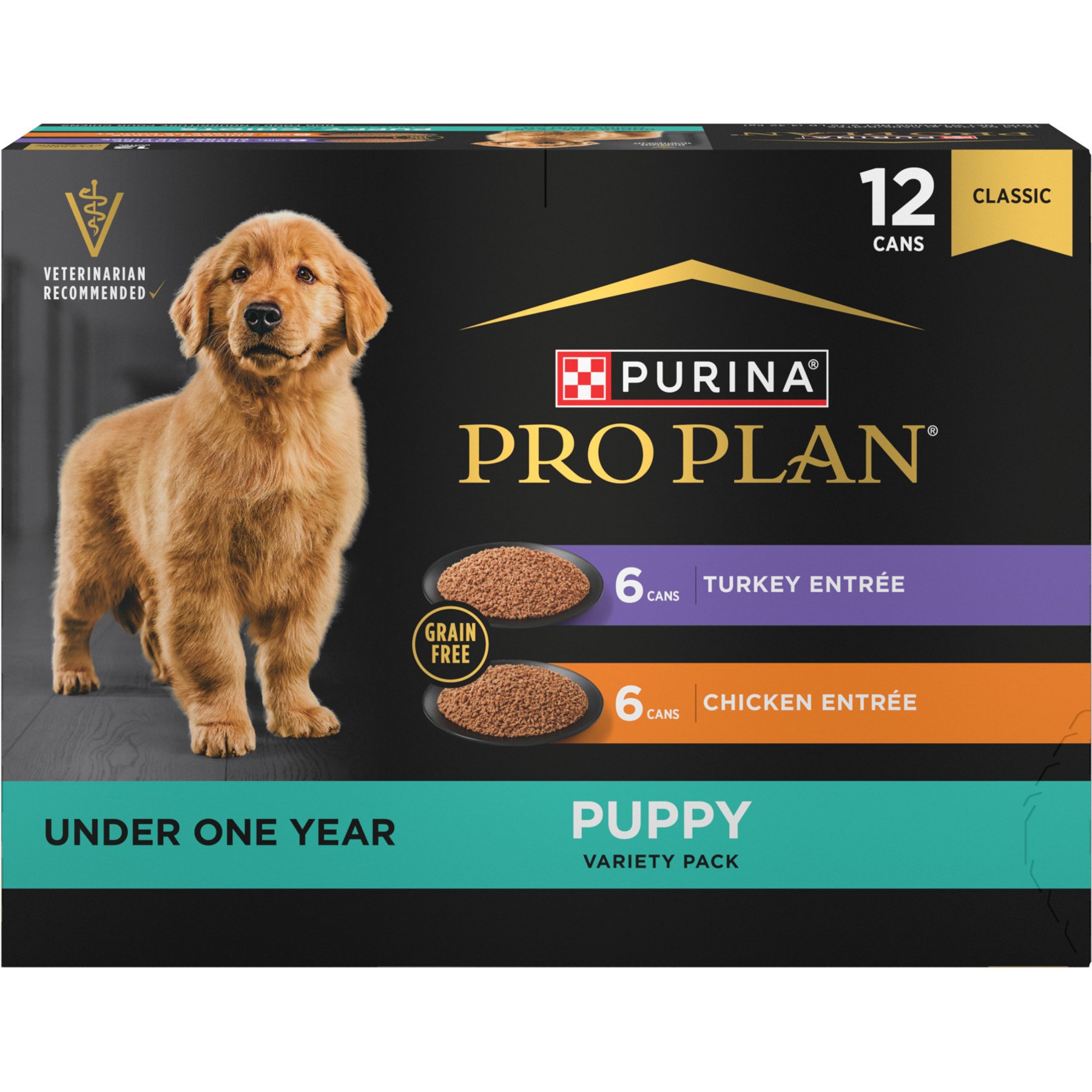 Purina Pro Plan Development Variety Pack Puppy Grain-Free Chicken Entree & Turkey Entree Wet Dog Food, 13-oz can, case of 12