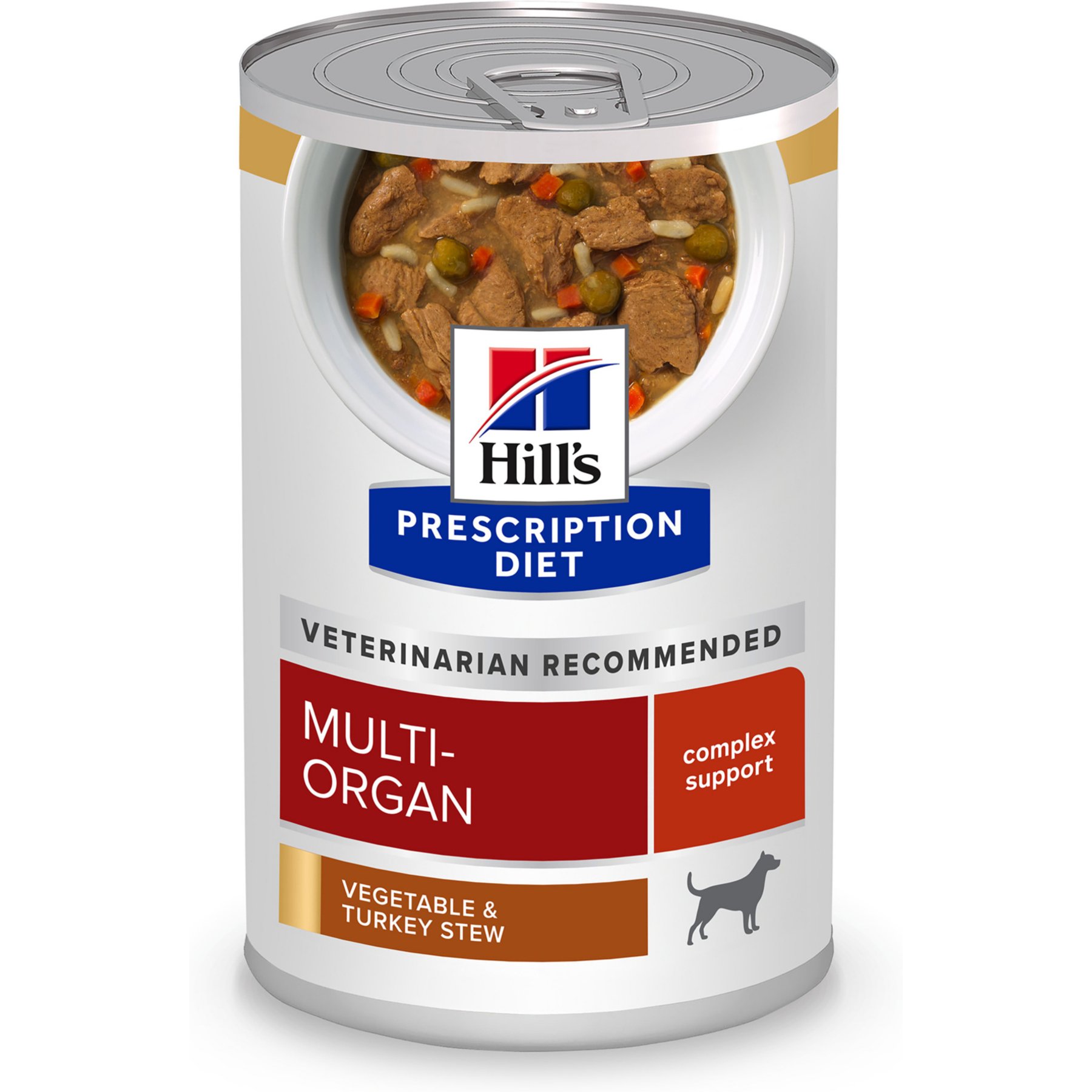 Hill's Prescription Diet Multi-Organ Support Turkey & Vegetable Stew Wet Dog Food, 12.5-oz can, case of 12