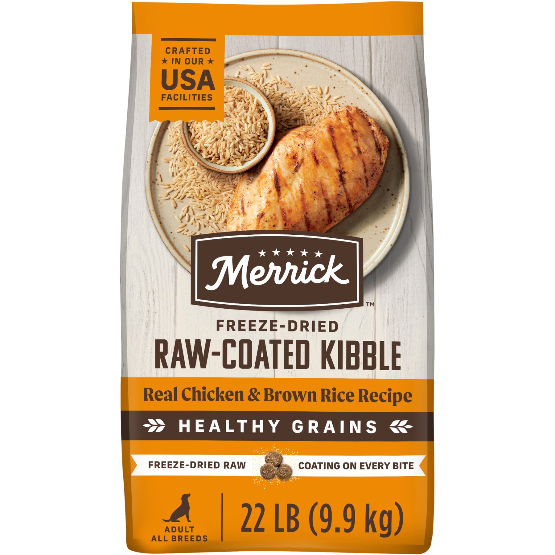 Merrick Healthy Grains Raw-Coated Kibble Real Chicken + Brown Rice Recipe Freeze-Dried Dry Dog Food