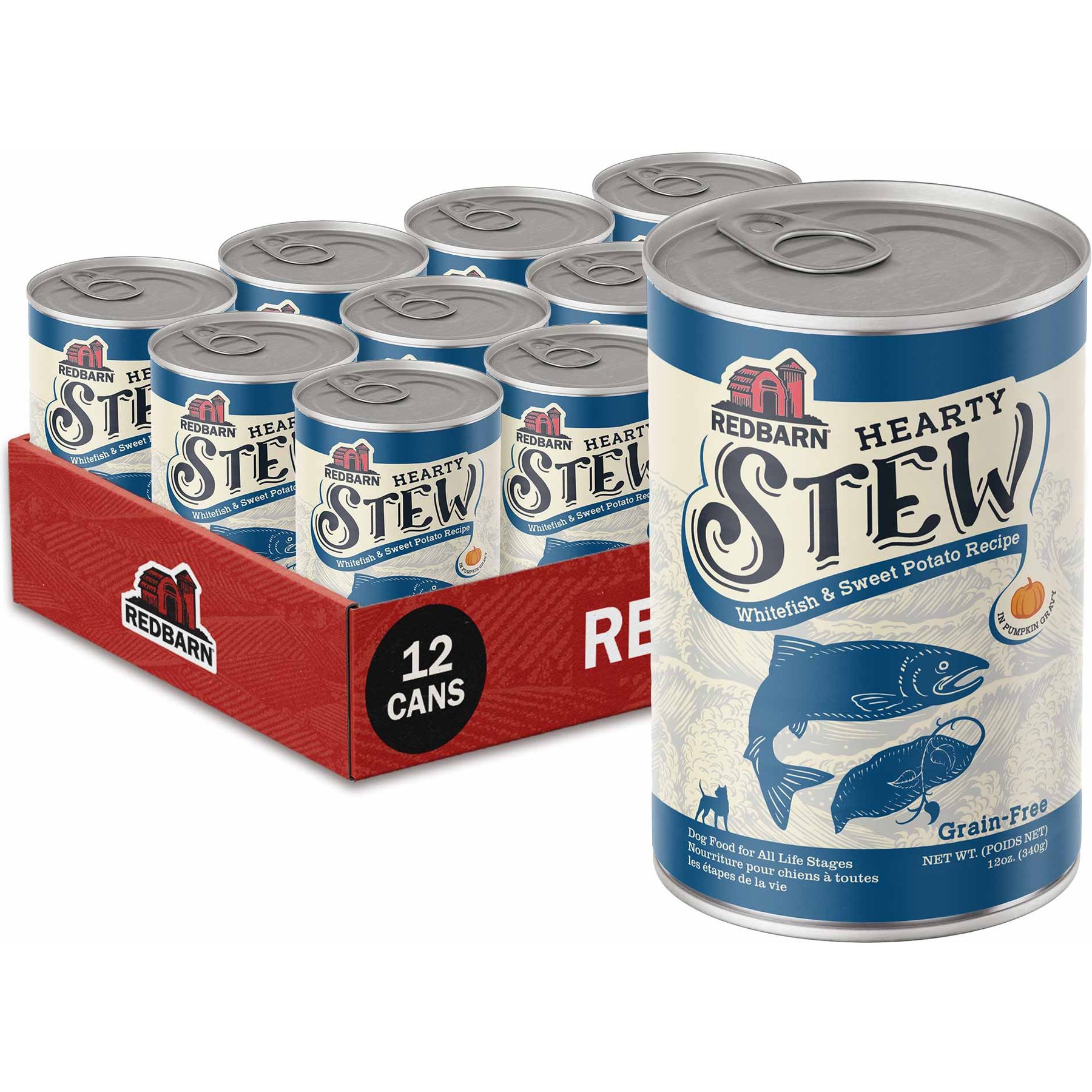 Redbarn Grain-Free Whitefish & Sweet Potato Stew Wet Dog Food, 12-oz can, case of 12