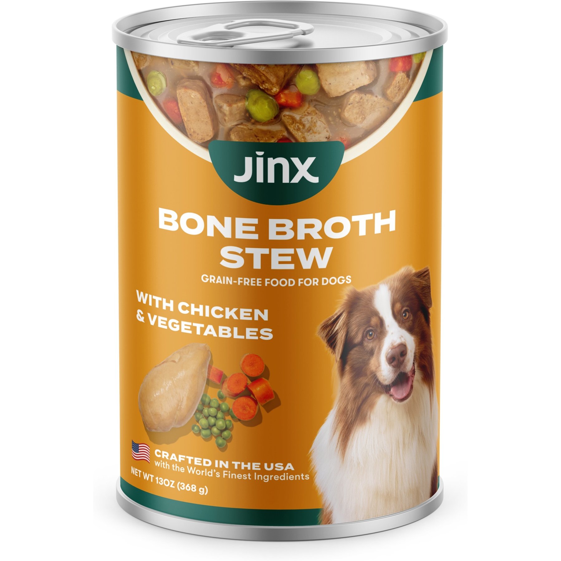 Jinx Bone Browth Stew with Chicken & Vegetables Grain-Free Wet Dog Food, 13-oz can, case of 12
