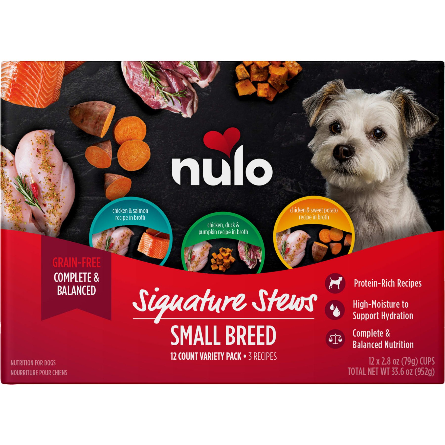 Nulo Signature Stews Variety Pack Grain-Free Small Breed Wet Dog Food, 2.8-oz cup, case of 12