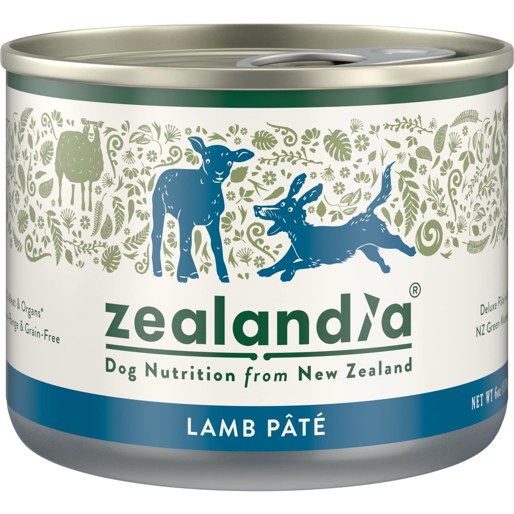 Zealandia Adult Grain-Free Lamb Pate Canned Dog Food, 6-oz can, case of 24