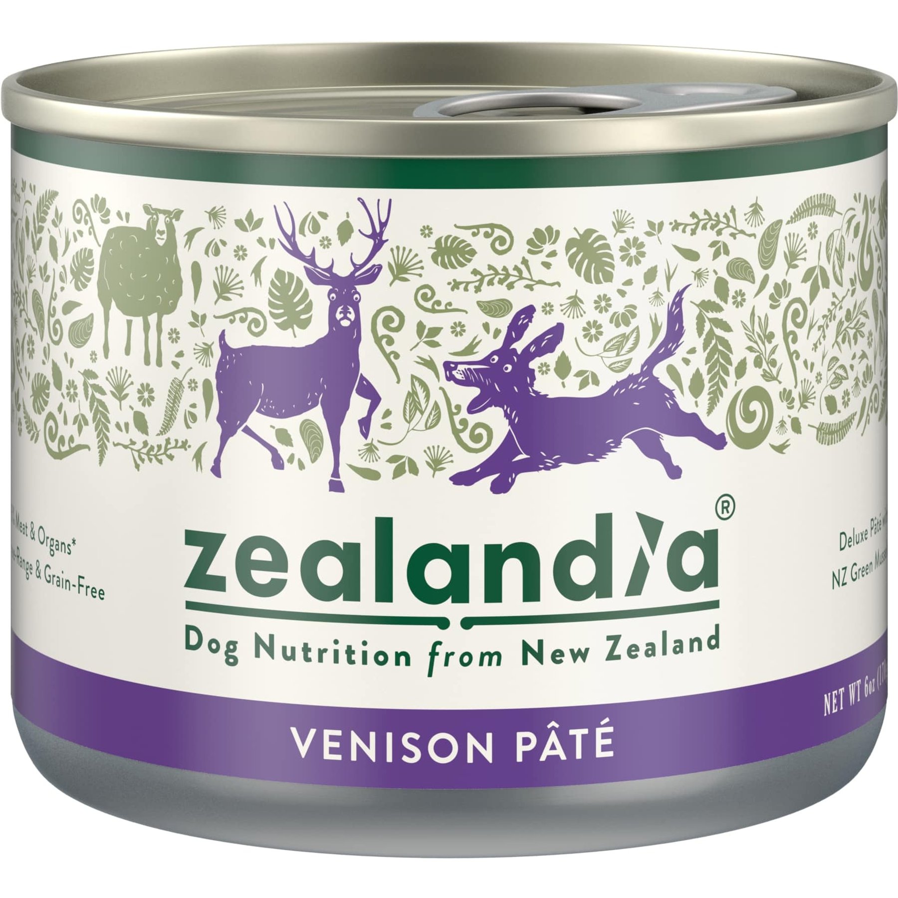 Zealandia Adult Grain-Free Venison Pate Canned Dog Food, 6-oz can, case of 24