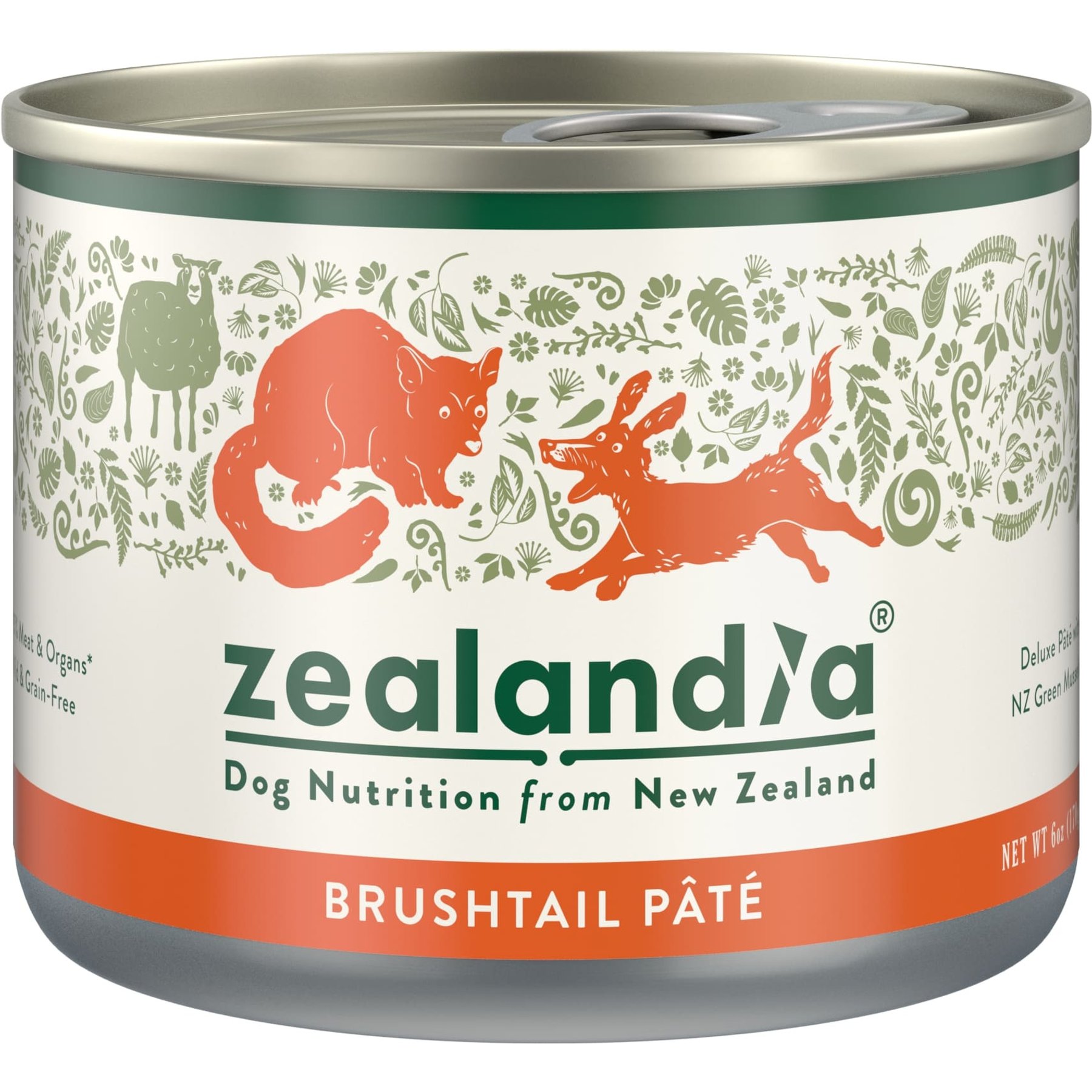 Zealandia Adult Grain-Free Brushtail Pate Canned Dog Food, 6-oz can, case of 24