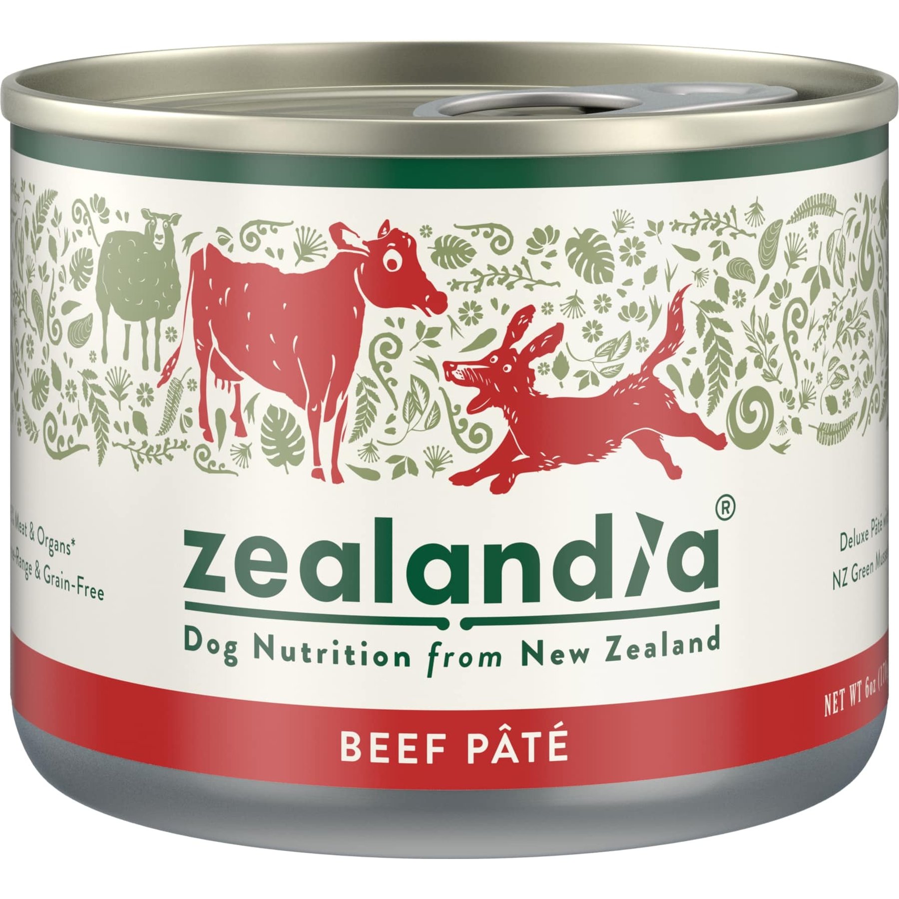 Zealandia Adult Grain-Free Beef Pate Canned Dog Food, 6-oz can, case of 24