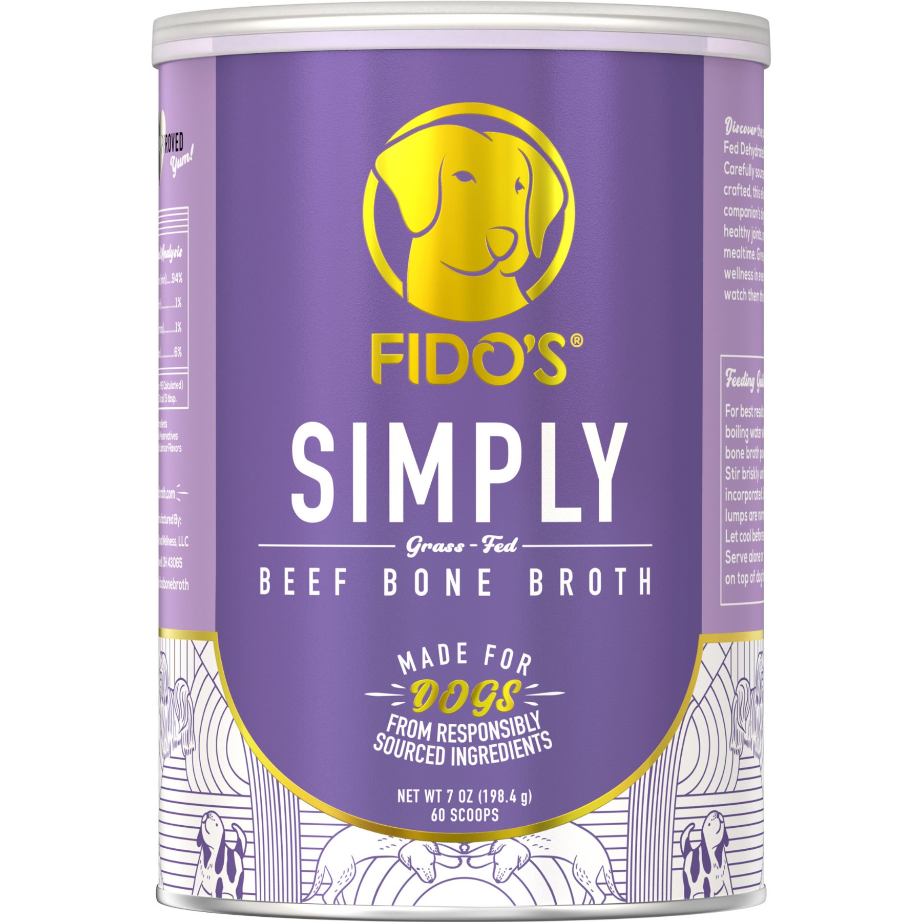 Fido's Bone Broth Simply Grass-Fed Beef Bone Broth Powdered Dog Food Topper