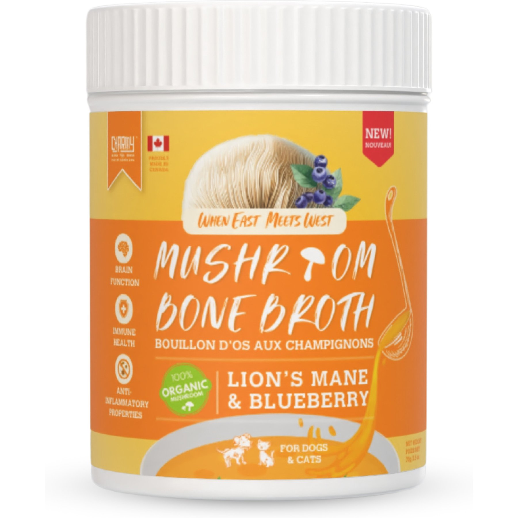 Charmy Lion'S Mane & Blueberry Organic Powder-Supplement Dog & Cat Food Topper