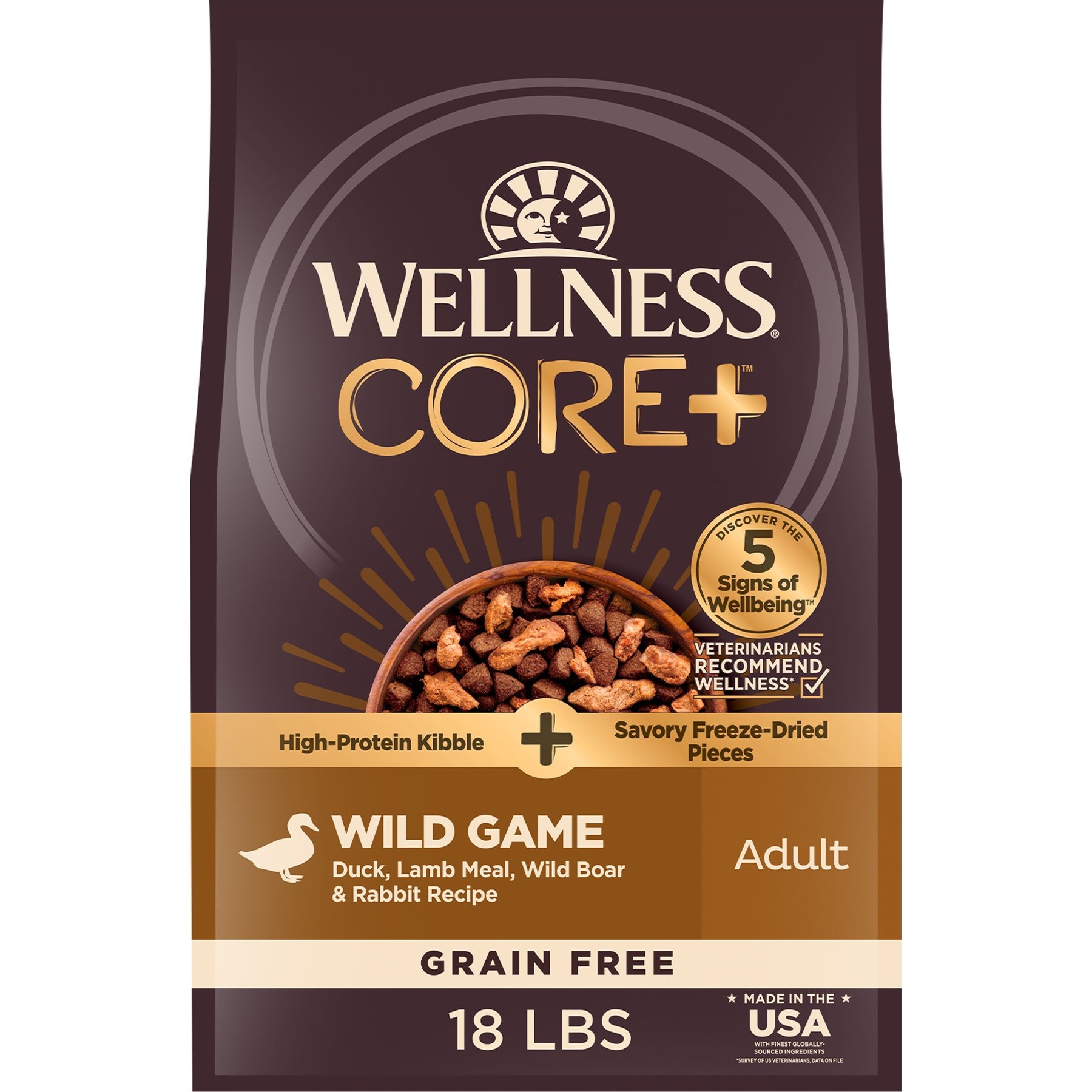 Wellness CORE+ Grain-Free Wild Game Recipe with Freeze-Dried Lamb Dry Dog Food