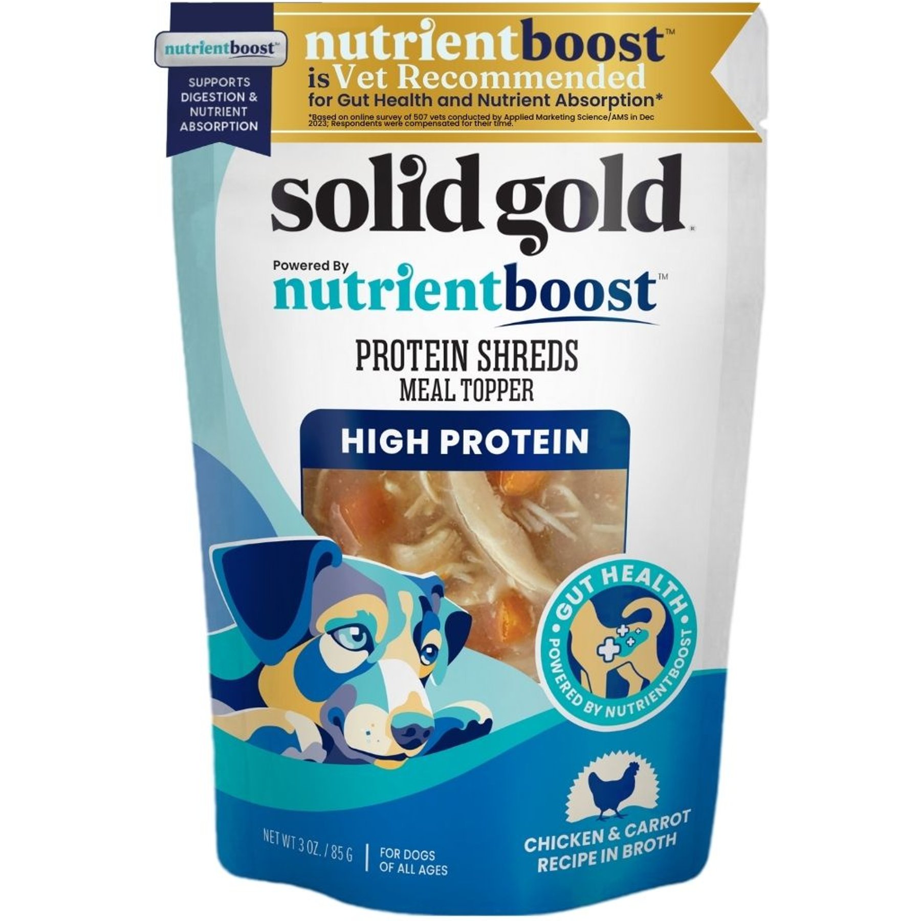 Solid Gold Protein Shred with Real Chicken & Vegetables Dog Food Topping, 3-oz bag, 12 count