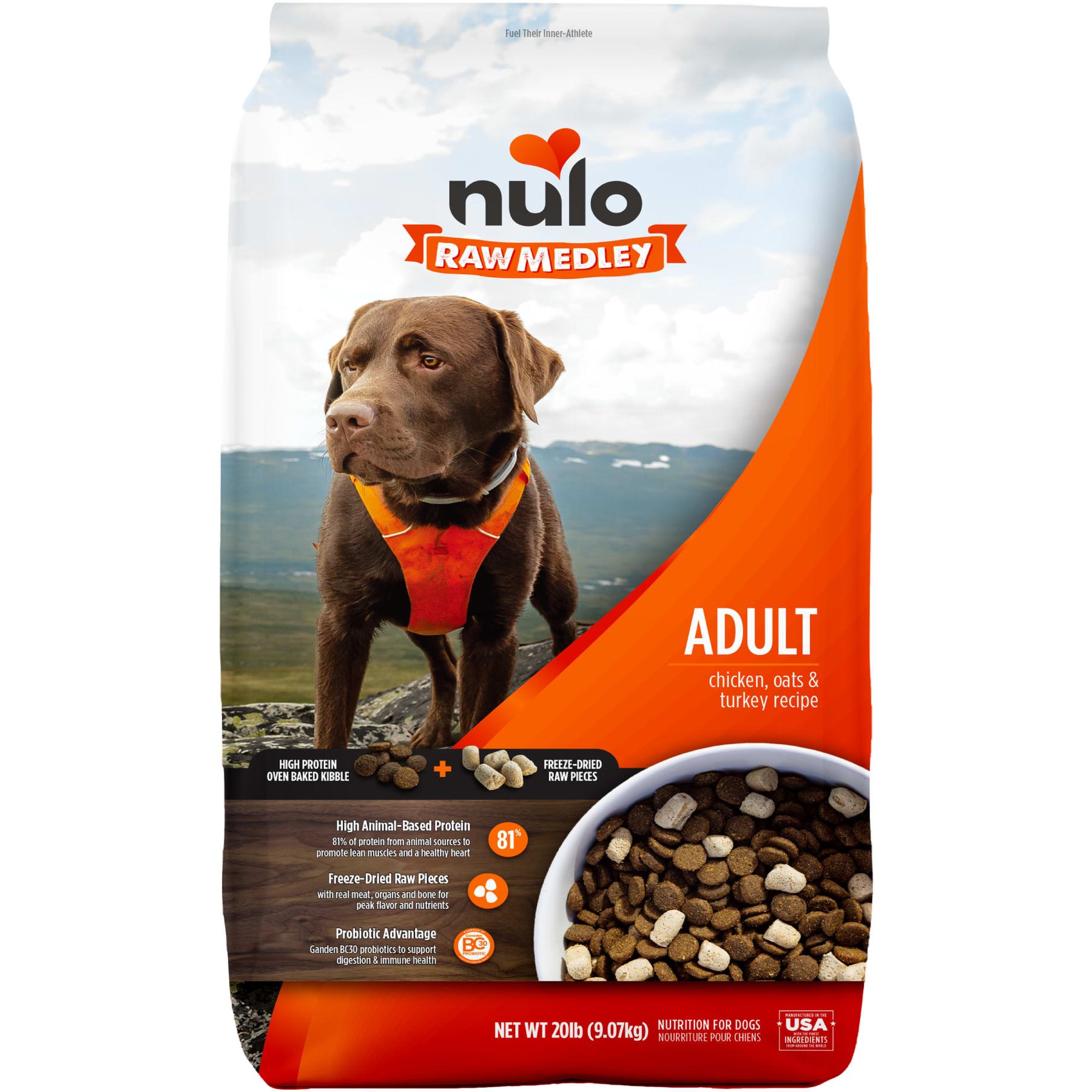 Nulo Raw Medley Chicken, Oats & Turkey Adult Dry Dog Food