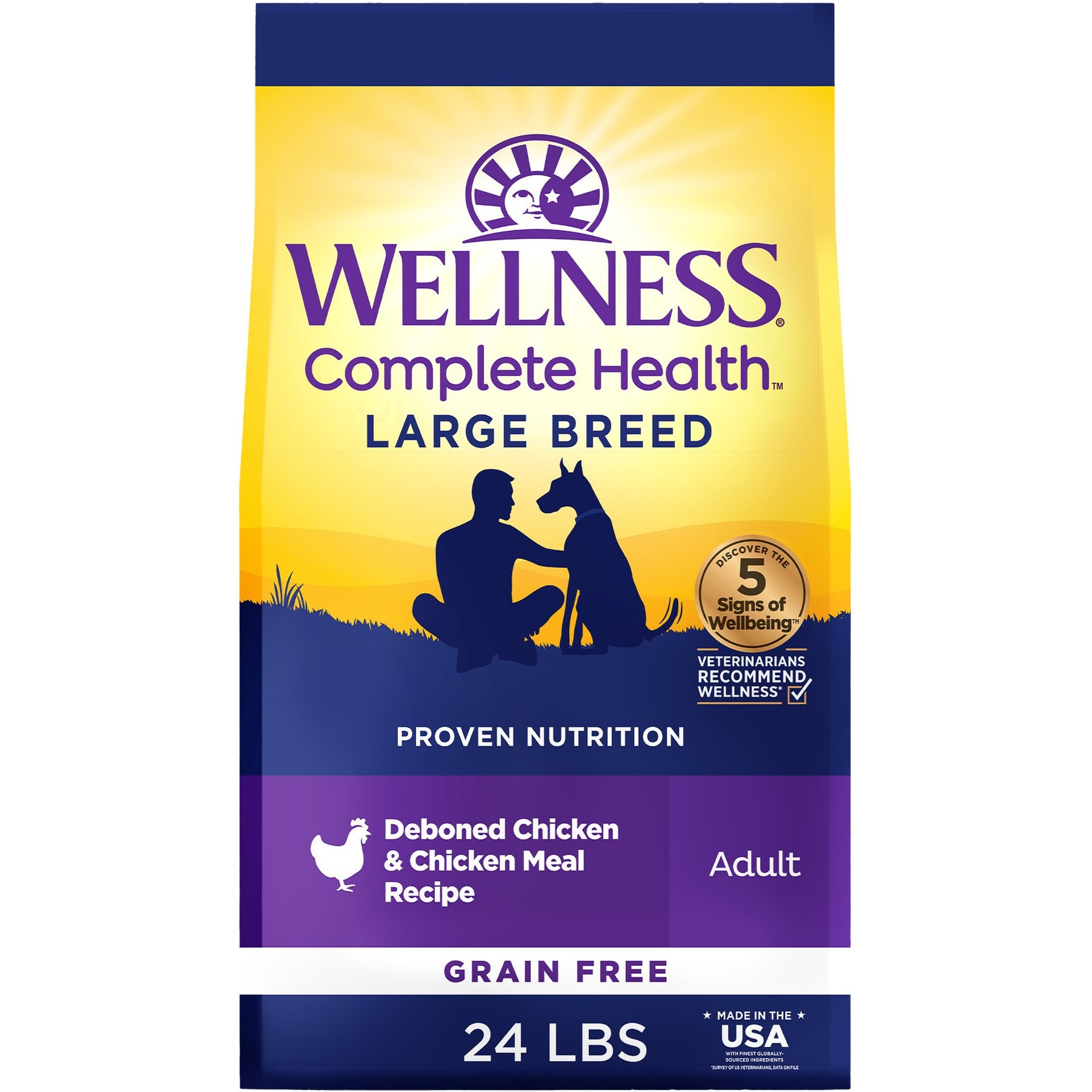 Wellness Grain-Free Complete Health Large Breed Adult Deboned Chicken & Chicken Meal Recipe Dry Dog Food