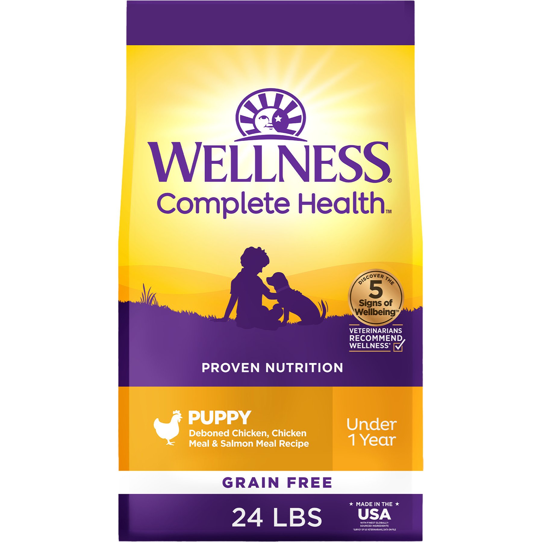 Wellness Grain-Free Complete Health Puppy Deboned Chicken, Chicken Meal & Salmon Meal Recipe Dry Dog Food