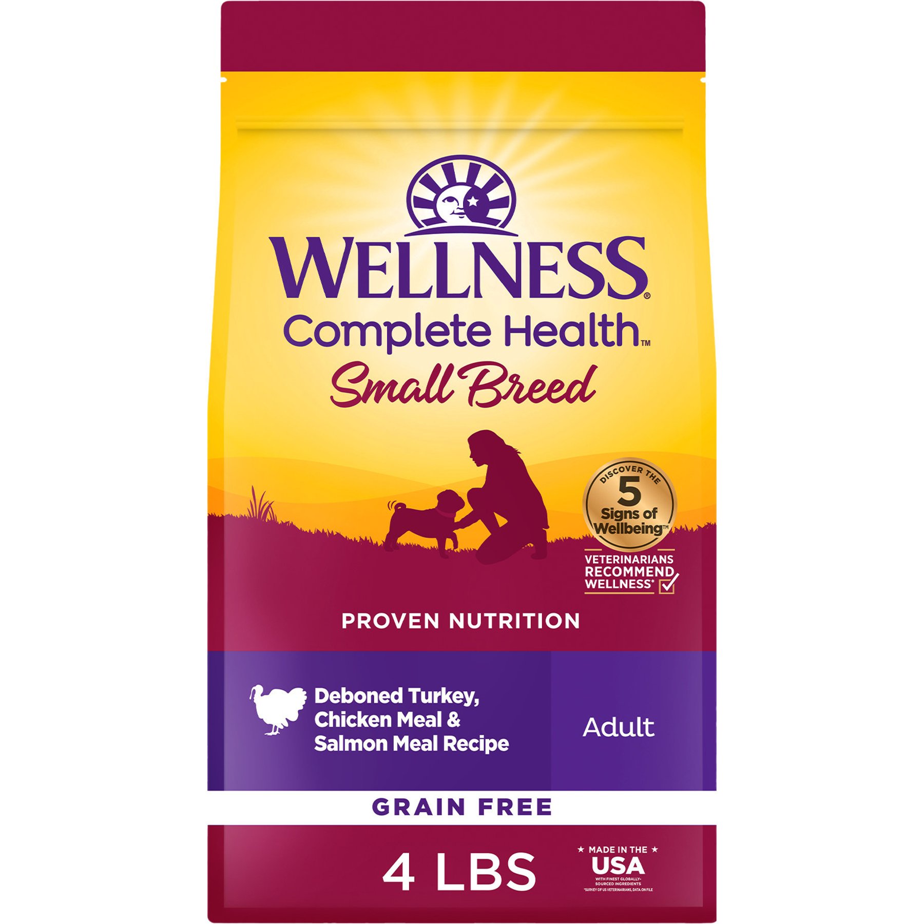 Wellness Grain-Free Complete Health Small Breed Adult Deboned Turkey, Chicken Meal & Salmon Meal Recipe Dry Dog Food