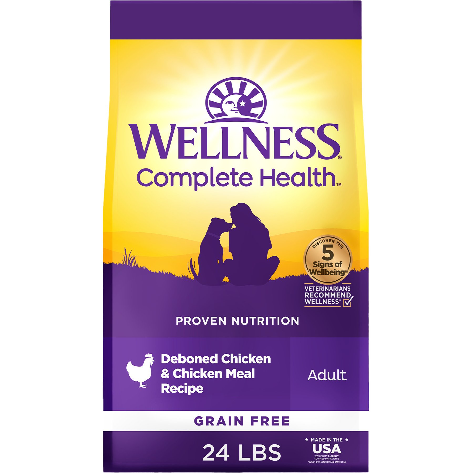Wellness Grain-Free Complete Health Adult Deboned Chicken & Chicken Meal Recipe Dry Dog Food