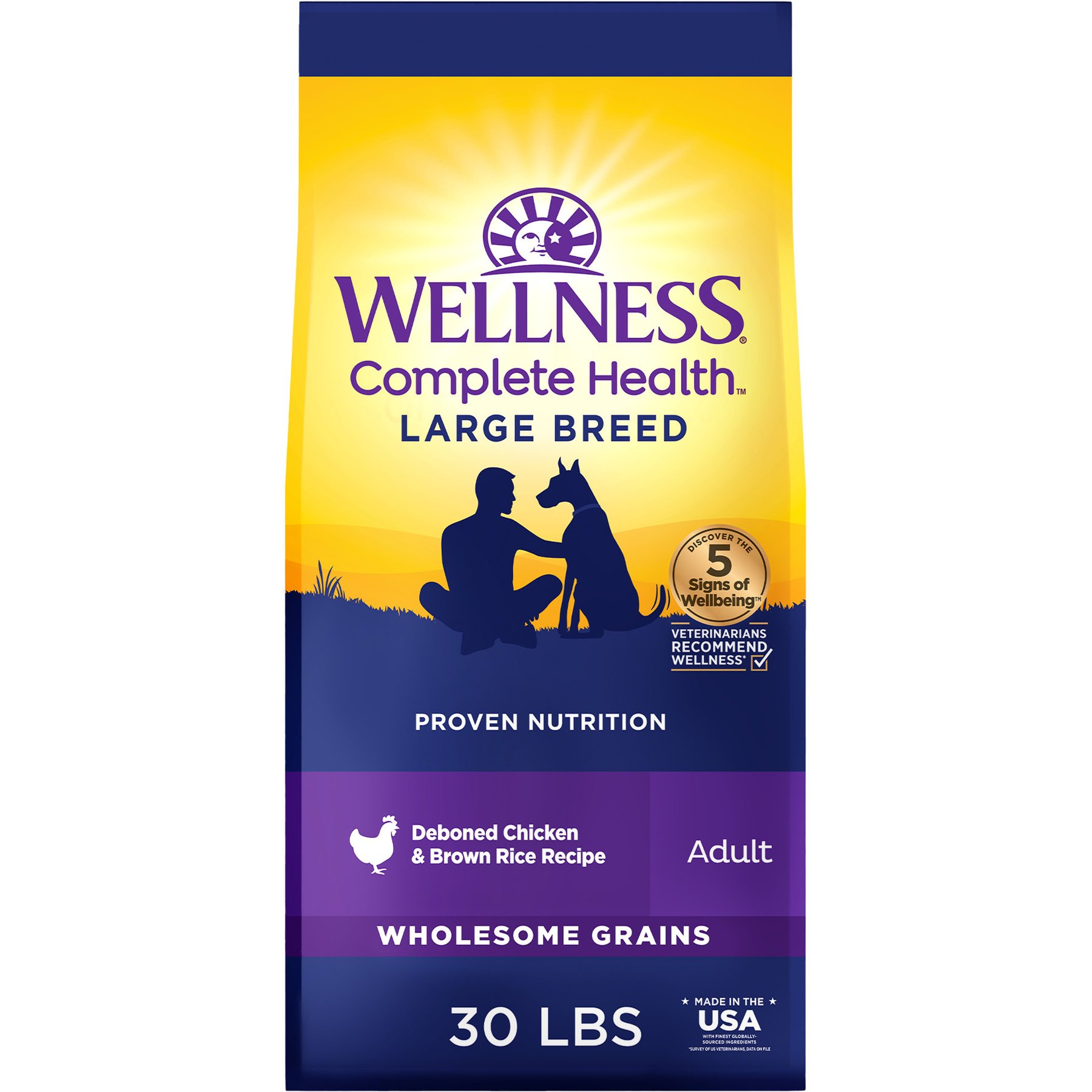 Wellness Large Breed Complete Health Adult Deboned Chicken & Brown Rice Recipe Dry Dog Food