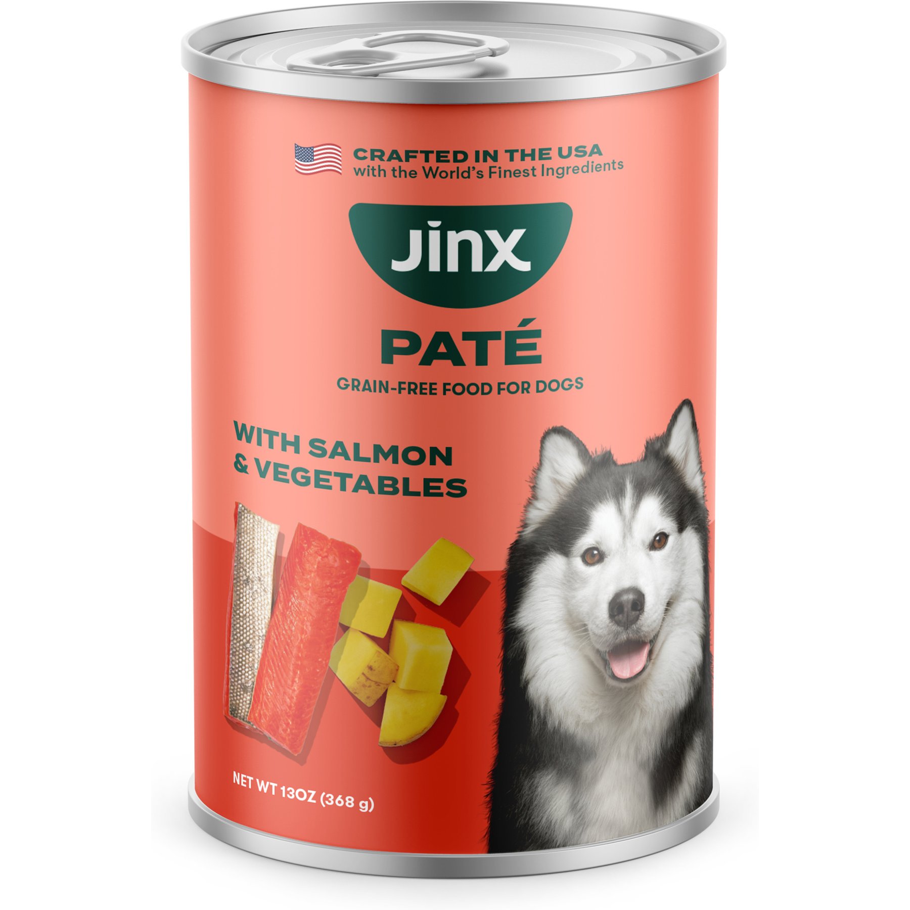 Jinx Salmon & Vegetables Recipe Grain-Free Wet Dog Food, 13-oz can, case of 12