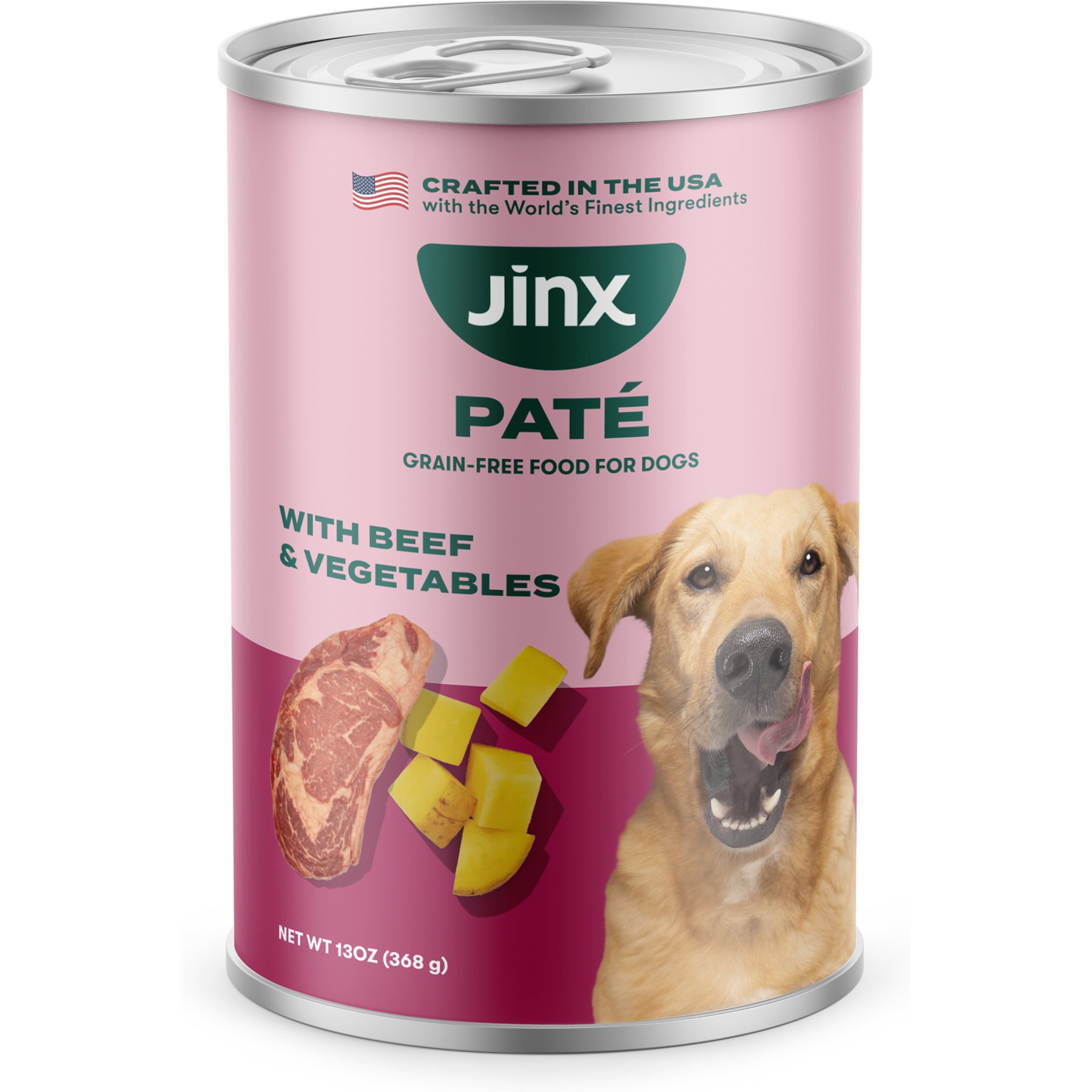 Jinx Beef & Vegetables Recipe Grain-Free Wet Dog Food, 13-oz can, case of 12