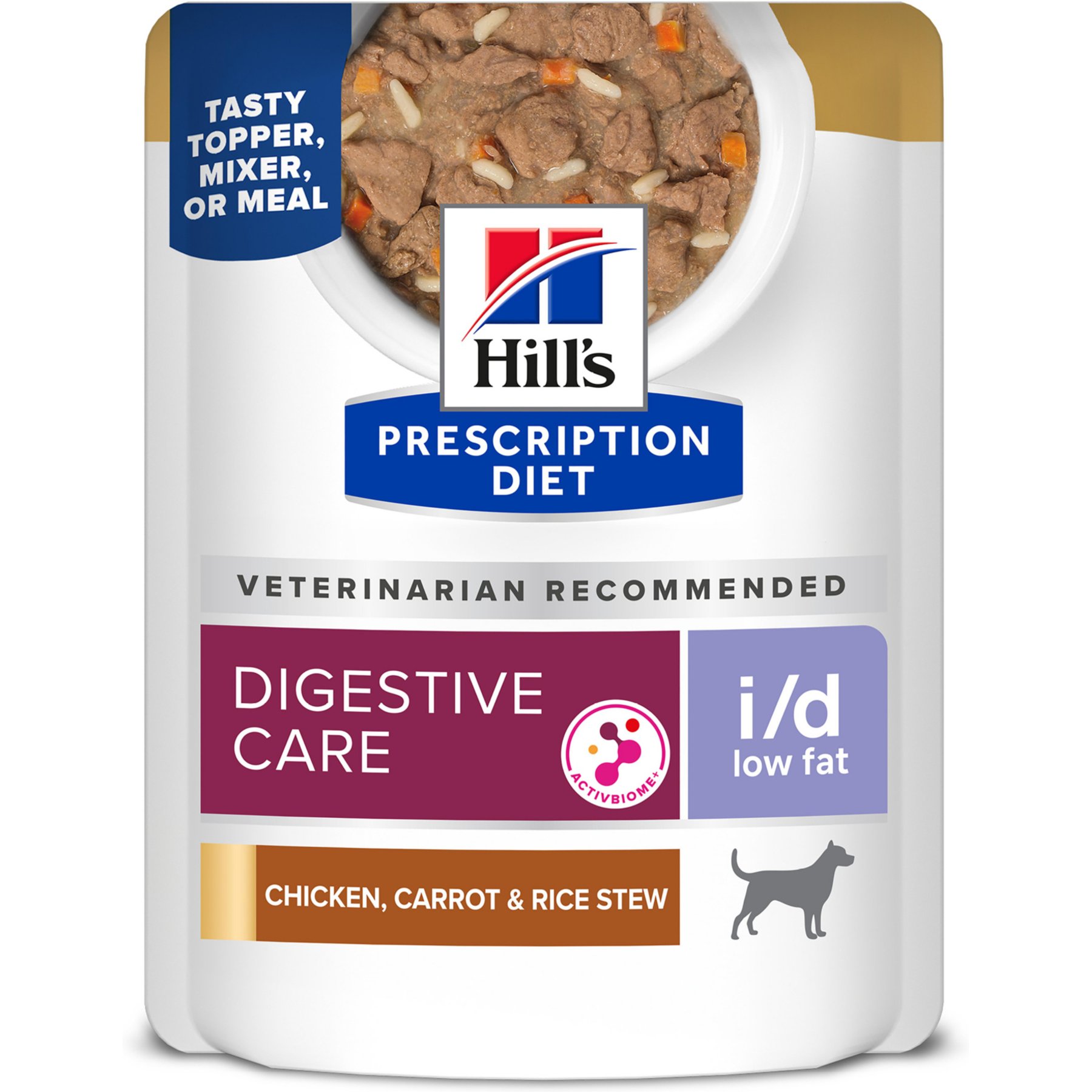 Hill's Prescription Diet i/d Low Fat Carrot, Chicken & Rice Stew Wet Dog Food, 2.8-oz pouch, case of 24