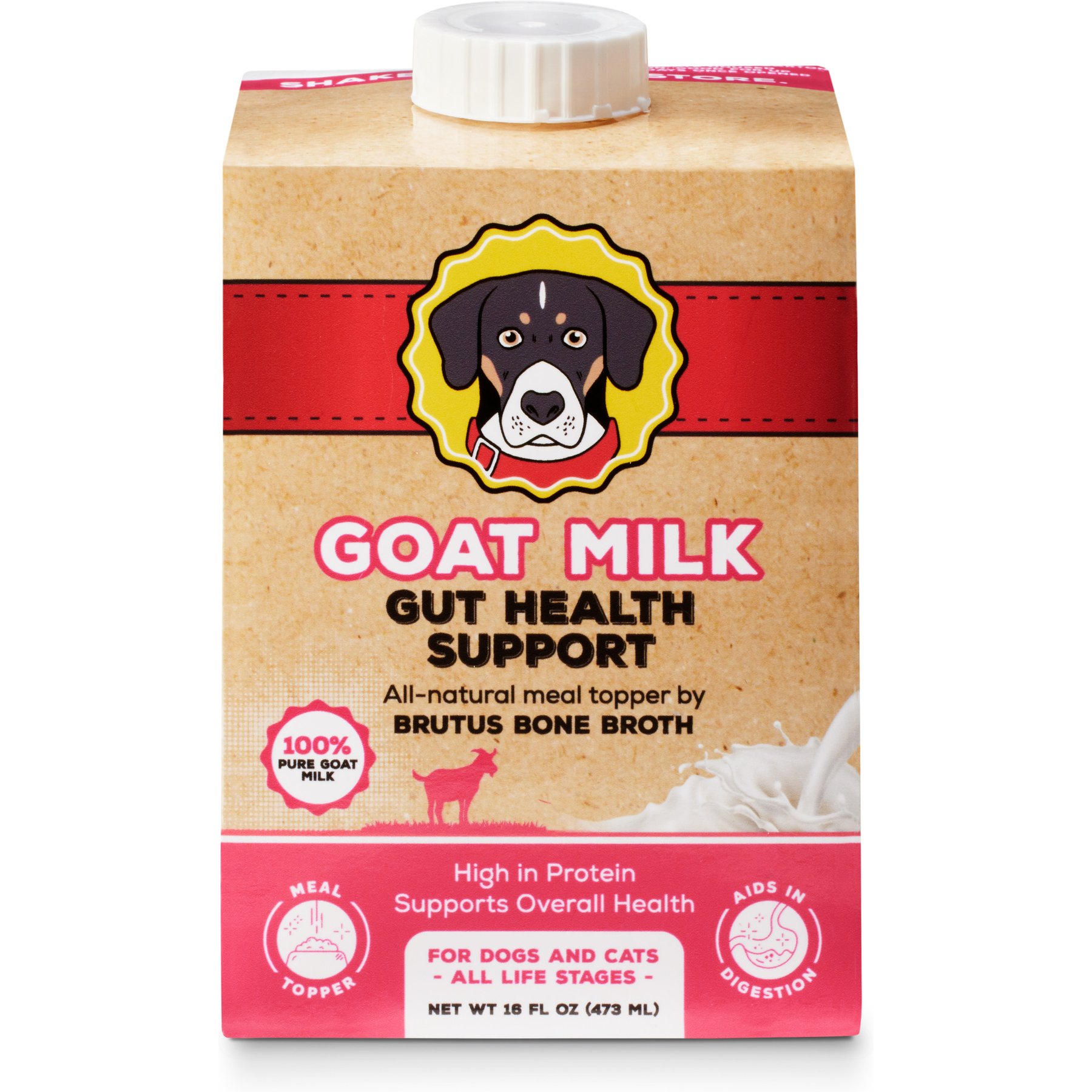 Brutus Broth Goat Milk Gut Health Dog & Cat Food Topper, 16-fl oz