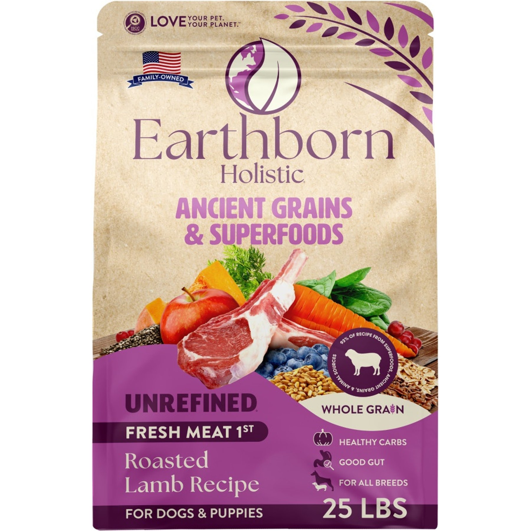 Earthborn Holistic Unrefined Roasted Lamb with Ancient Grains & Superfoods Dry Dog Food
