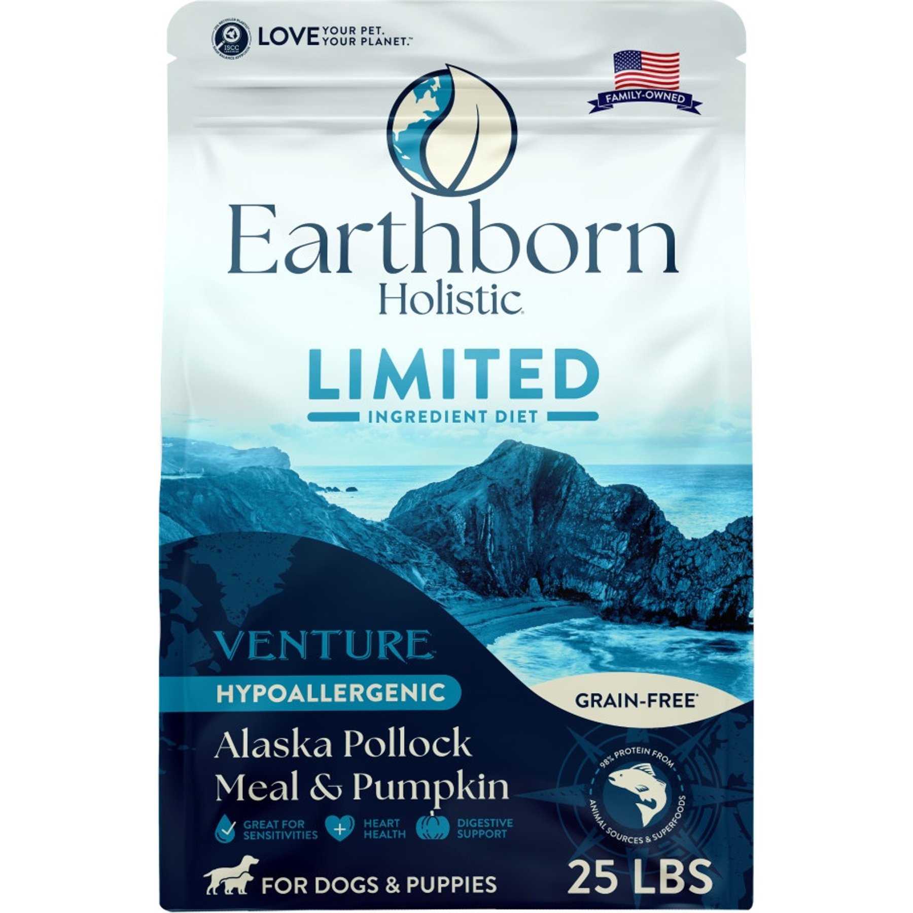 Earthborn Holistic Venture Limited Ingredient Alaska Pollock Meal & Pumpkin Grain-Free Dry Dog Food