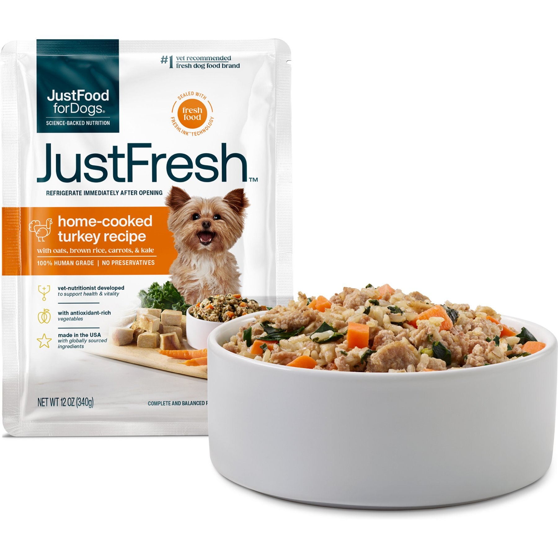 JustFoodForDogs JustFresh Human Grade Home-Cooked Turkey Recipe Fresh Dog Food