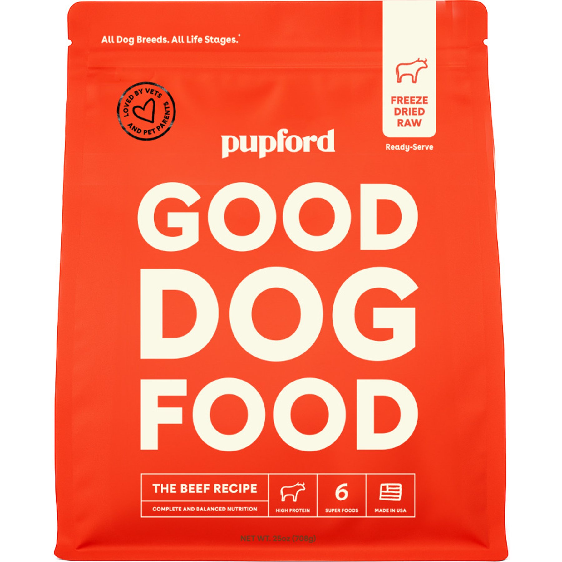 Pupford Good Dog Food Beef Recipe Freeze-Dried Dog Food
