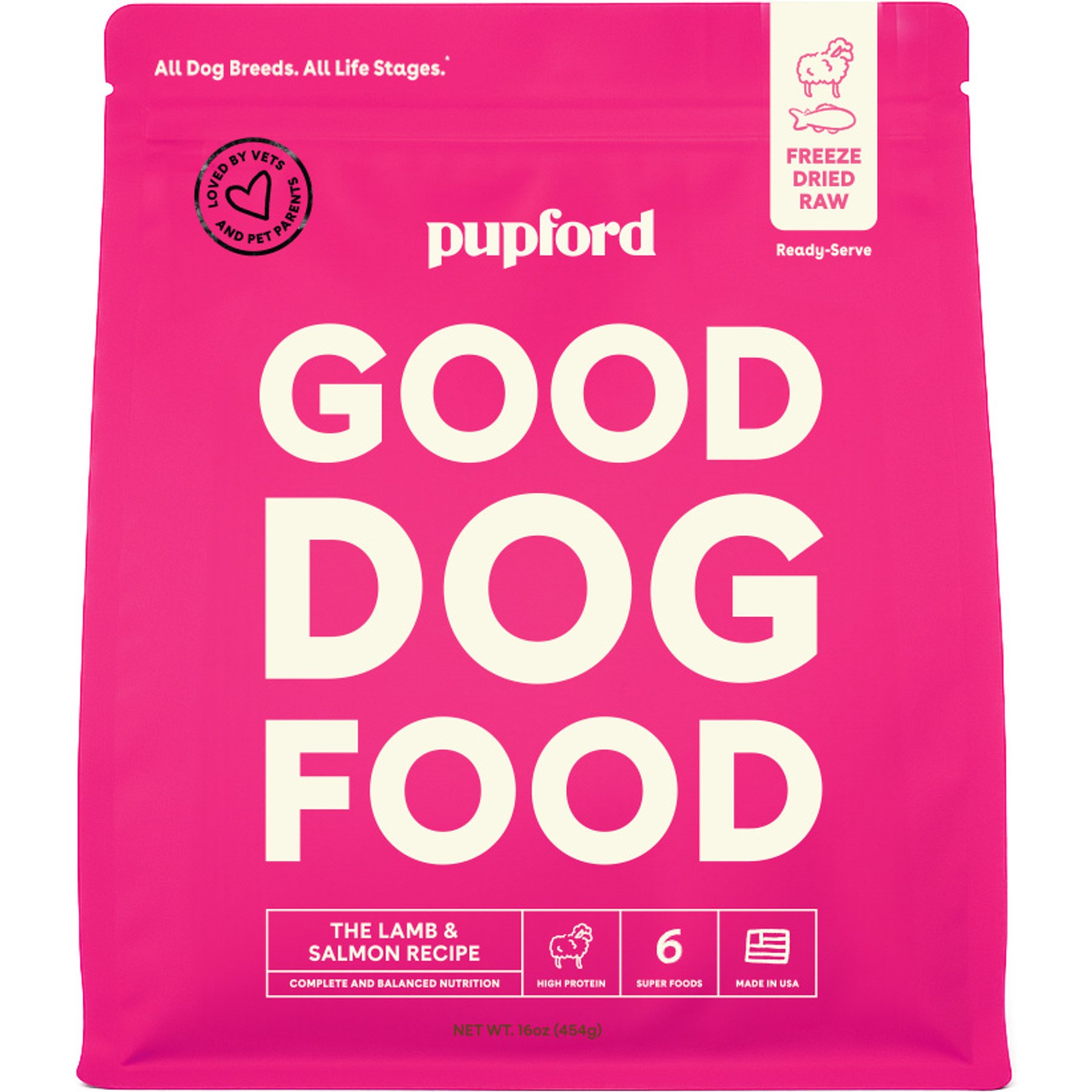 Pupford Good Dog Food Lamb & Salmon Recipe Freeze-Dried Dog Food