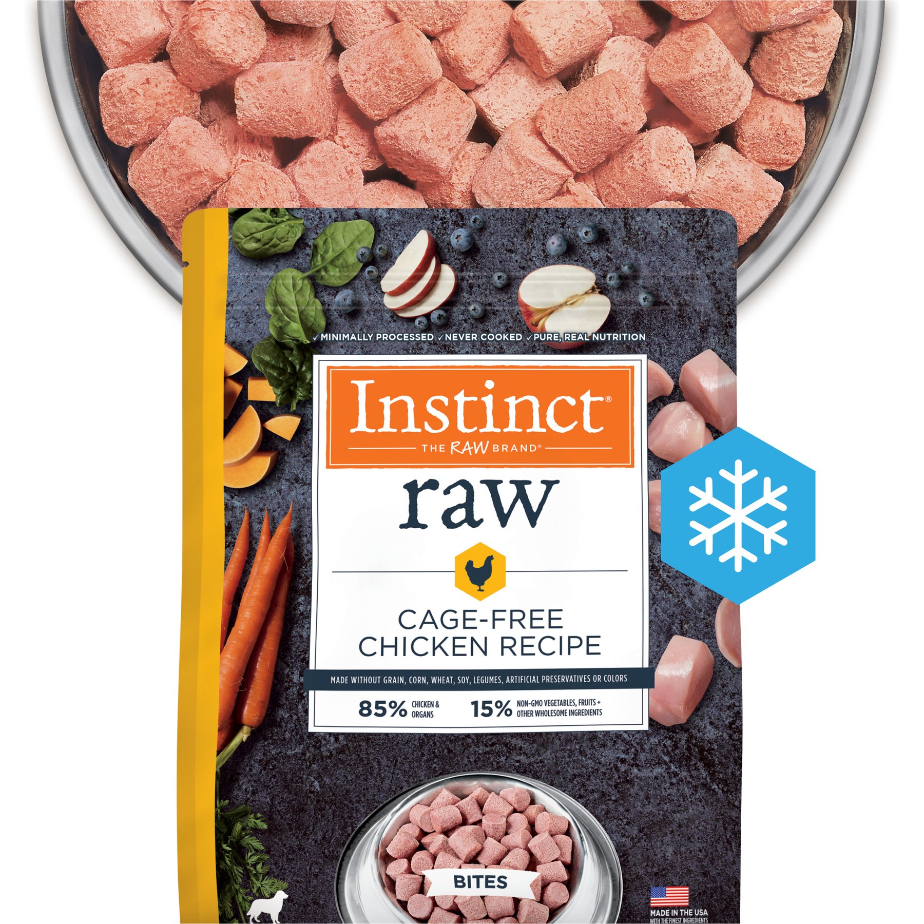 Instinct Raw Frozen Adult Bites Grain-Free Cage-Free Chicken Recipe Dog Food