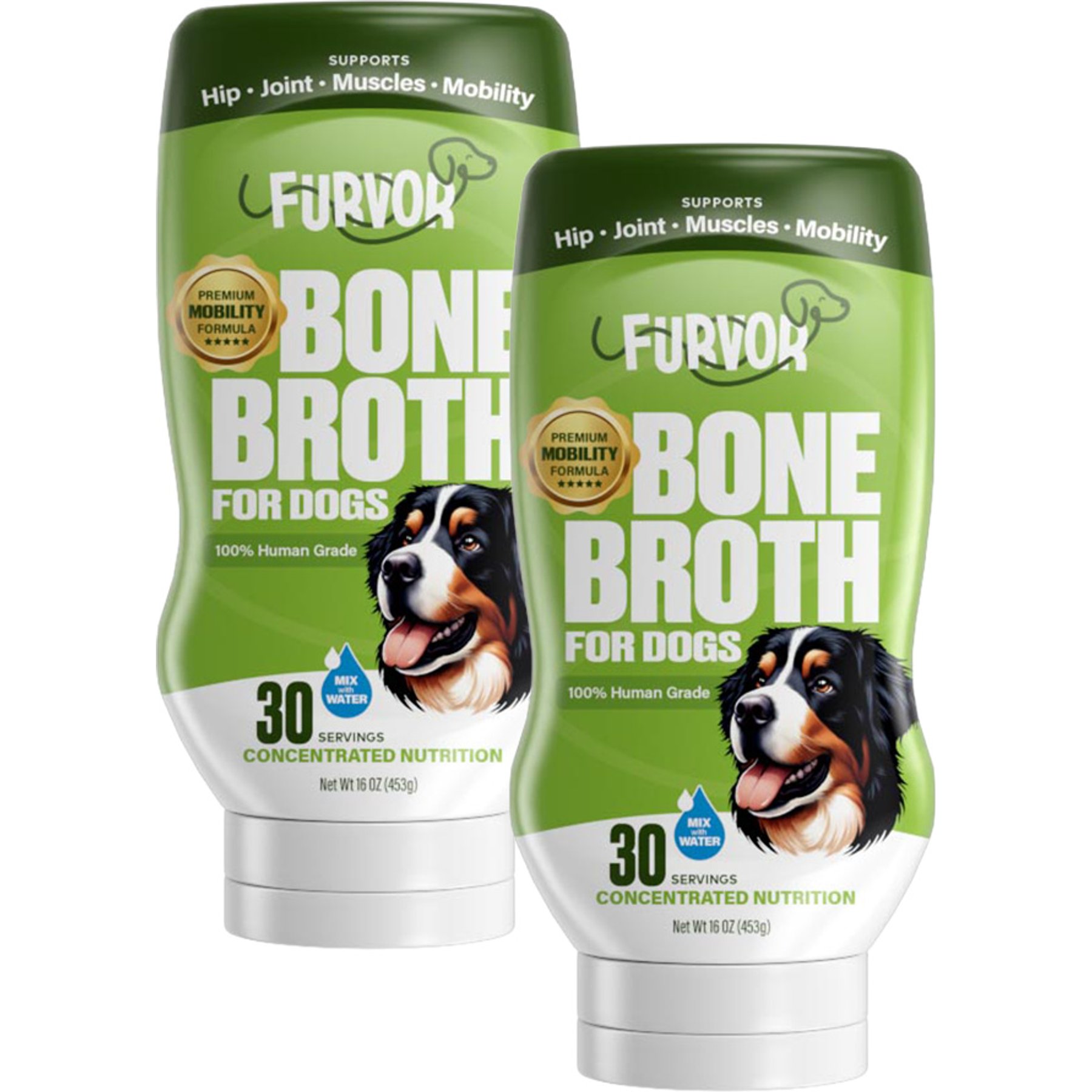 Furvor Mobility Support Beef Bone Broth Dog Food Topper, 2 count