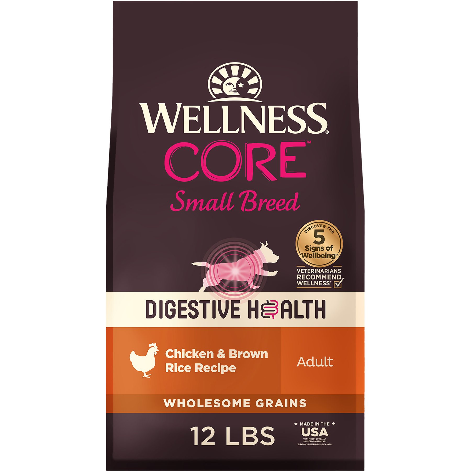 Wellness CORE Digestive Health Wholesome Grains Chicken & Brown Rice Recipe Small Breed Dry Dog Food