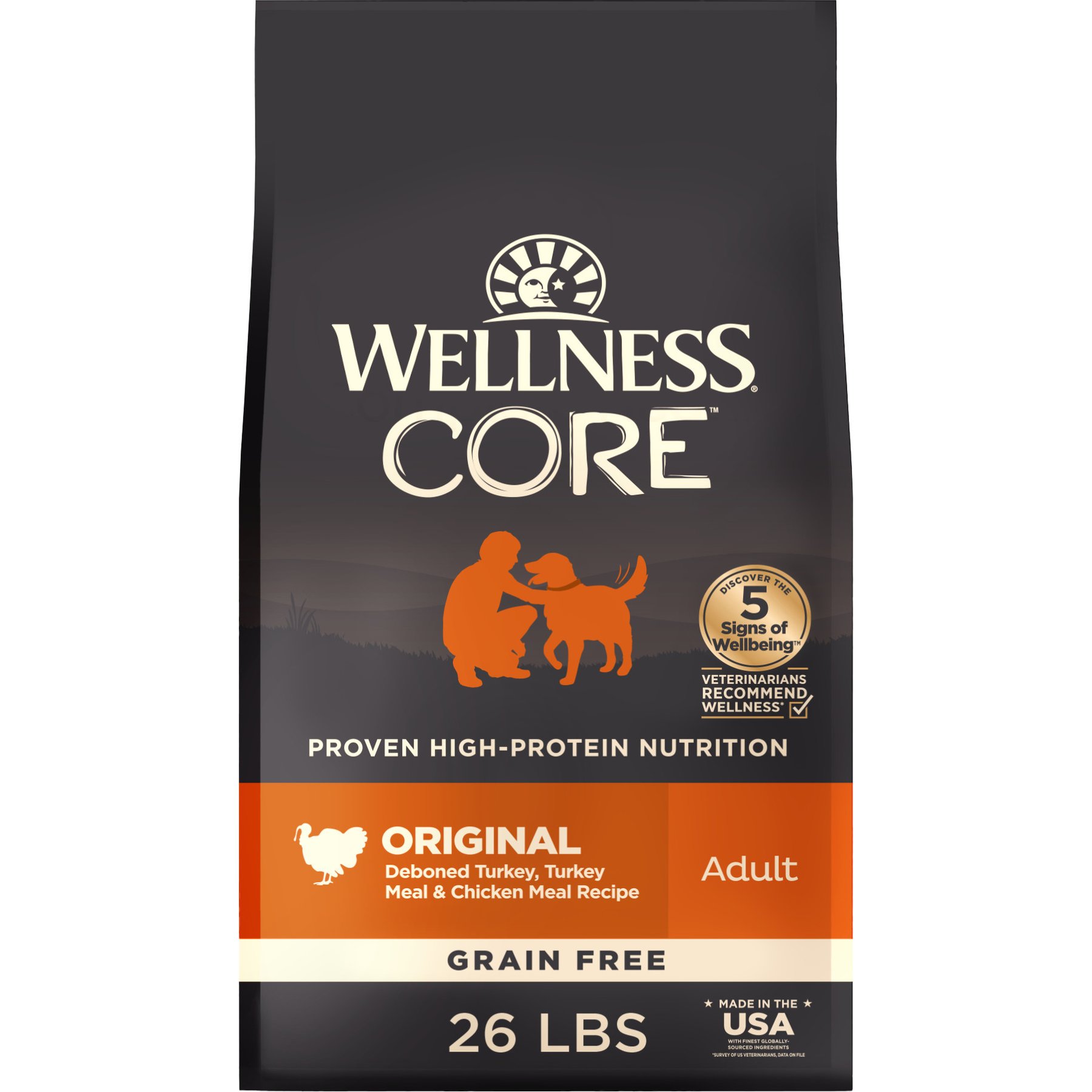 Wellness CORE Grain-Free Original Deboned Turkey, Turkey Meal & Chicken Meal Recipe Dry Dog Food
