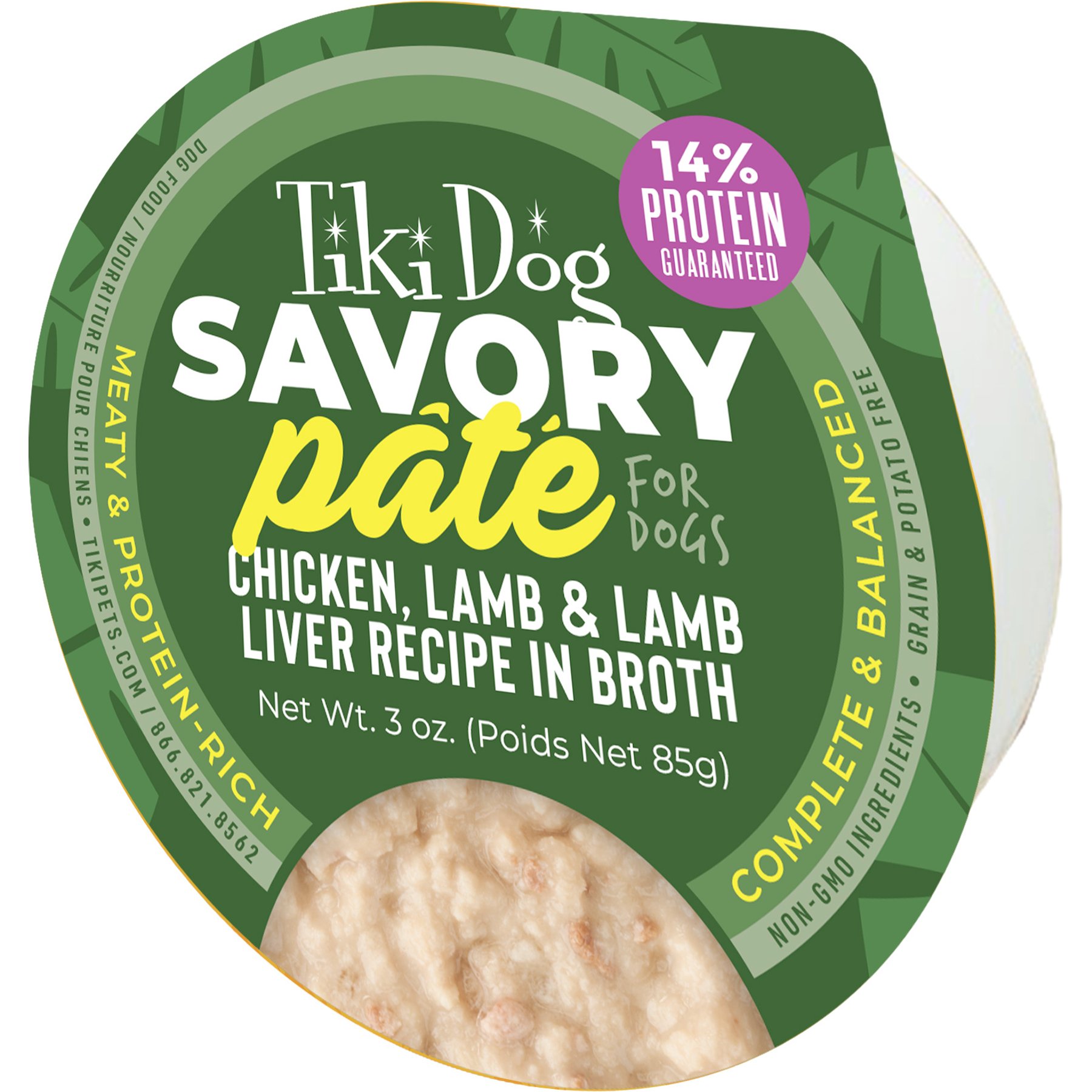 Tiki Dog Savory Grain-Free Chicken, Lamb & Lamb Liver Pate Wet Dog Food