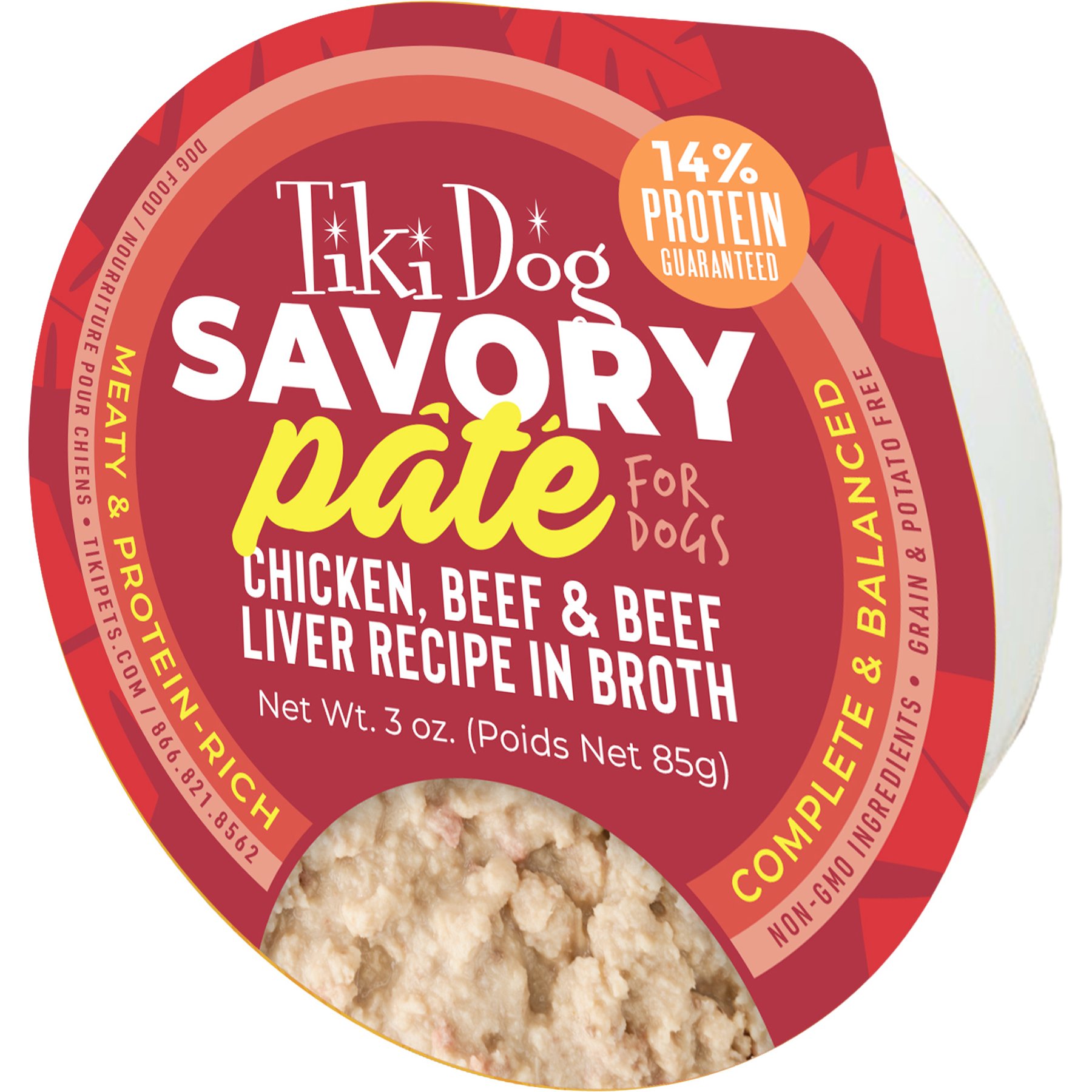 Tiki Dog Grain-Free Savory Chicken, Beef & Beef Liver Pate Wet Dog Food