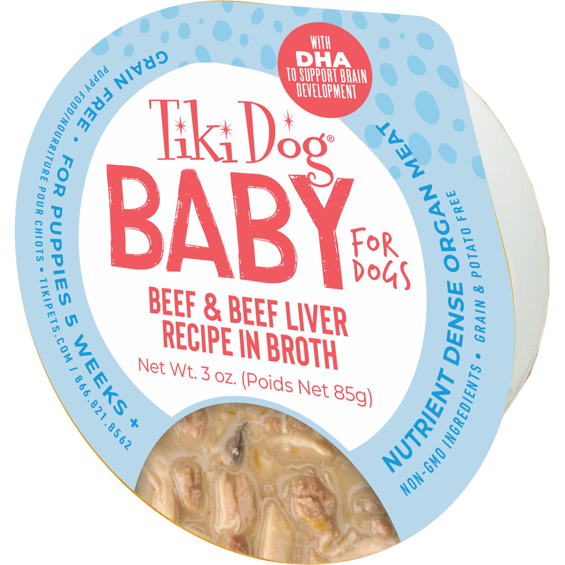 Tiki Dog Baby Whole Foods Grain-Free Beef & Beef Liver Shreds Wet Dog Food