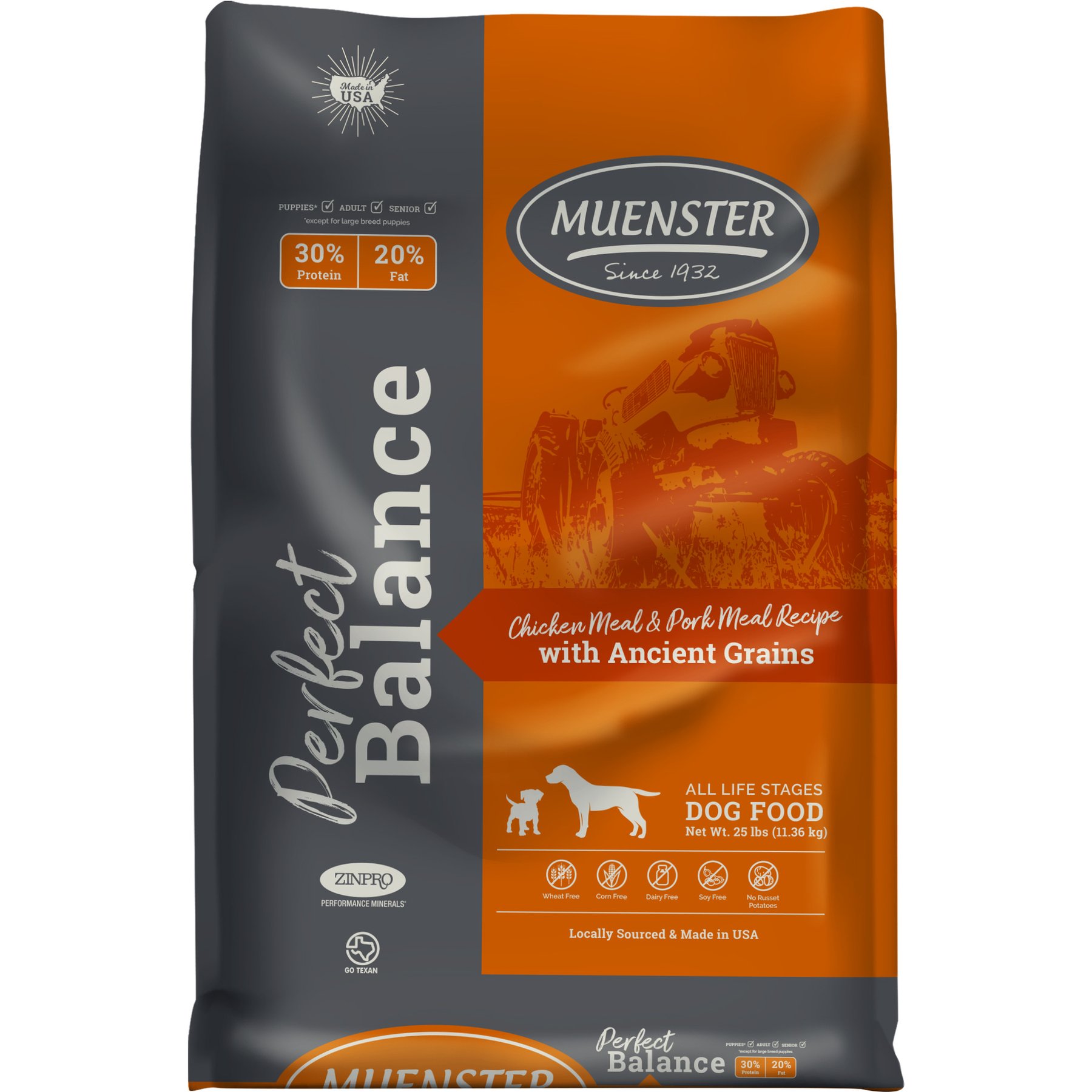 Muenster Perfect Balance Chicken Meal & Pork Meal Recipe with Ancient Grains Dry Dog Food