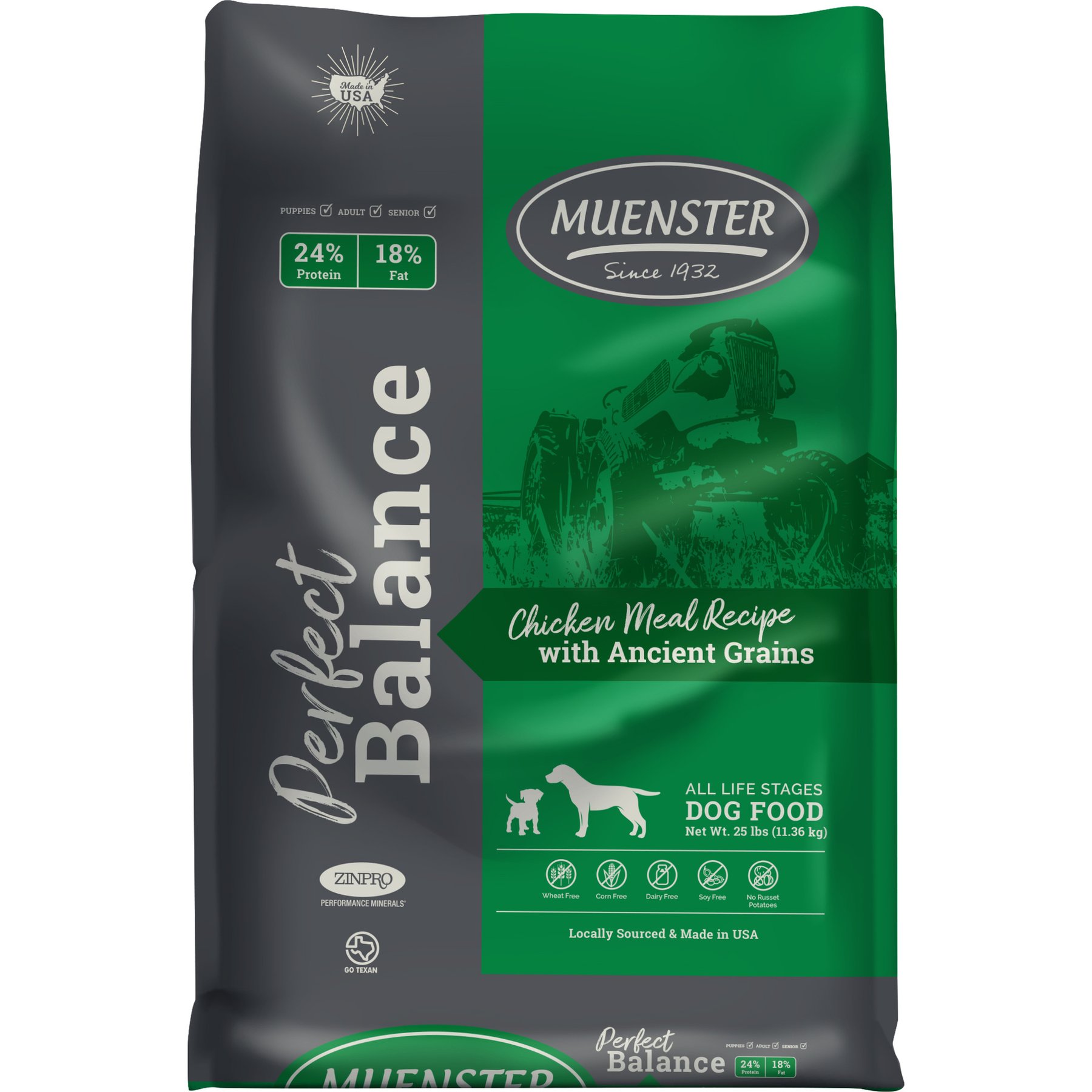 Muenster Perfect Balance Chicken Meal Recipe with Ancient Grains Dry Dog Food