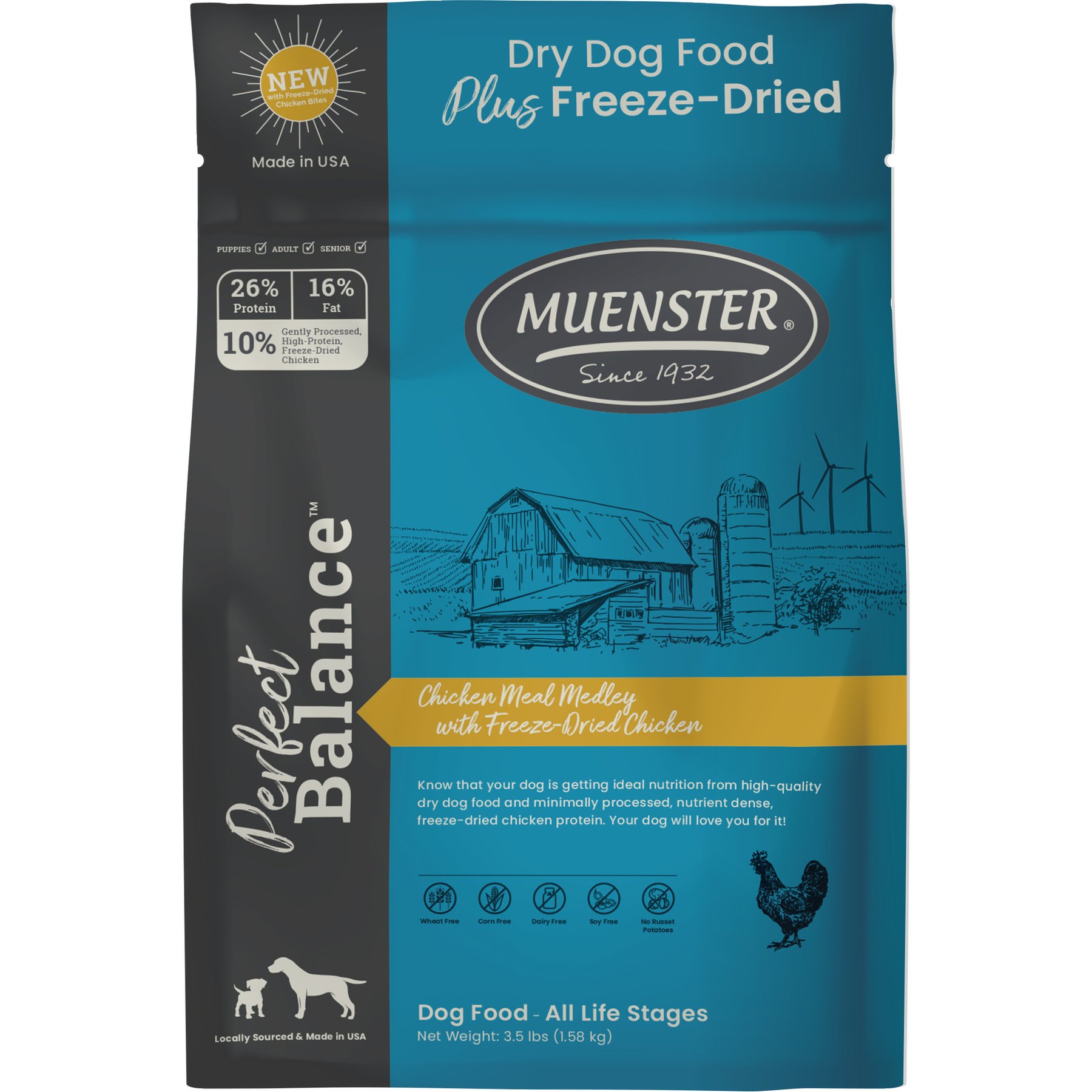 Muenster Perfect Balance Chicken Meal Medley with Chicken Bites Freeze-Dried Dog Food