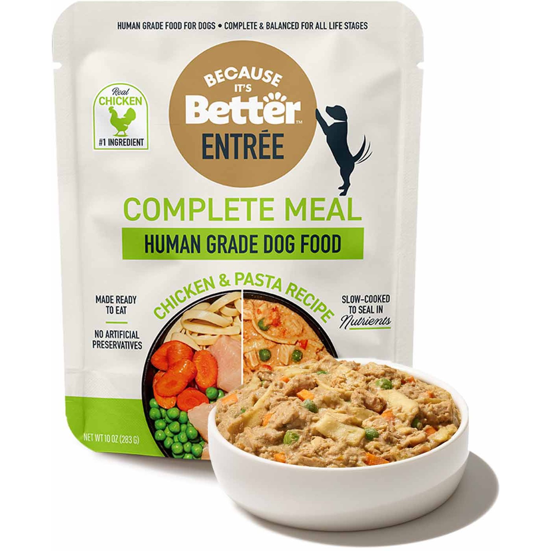 Because It's Better Entree Complete Meal Chicken & Pasta Recipe Wet Dog Food