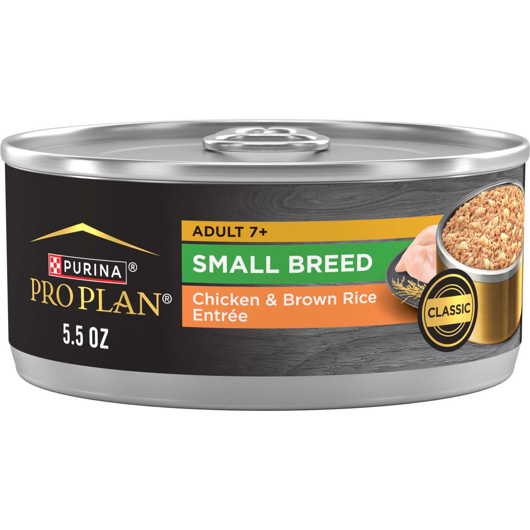 Purina Pro Plan Senior Small Breed Chicken & Brown Rice Entree Pate Wet Dog Food, 5.5-oz can, case of 24