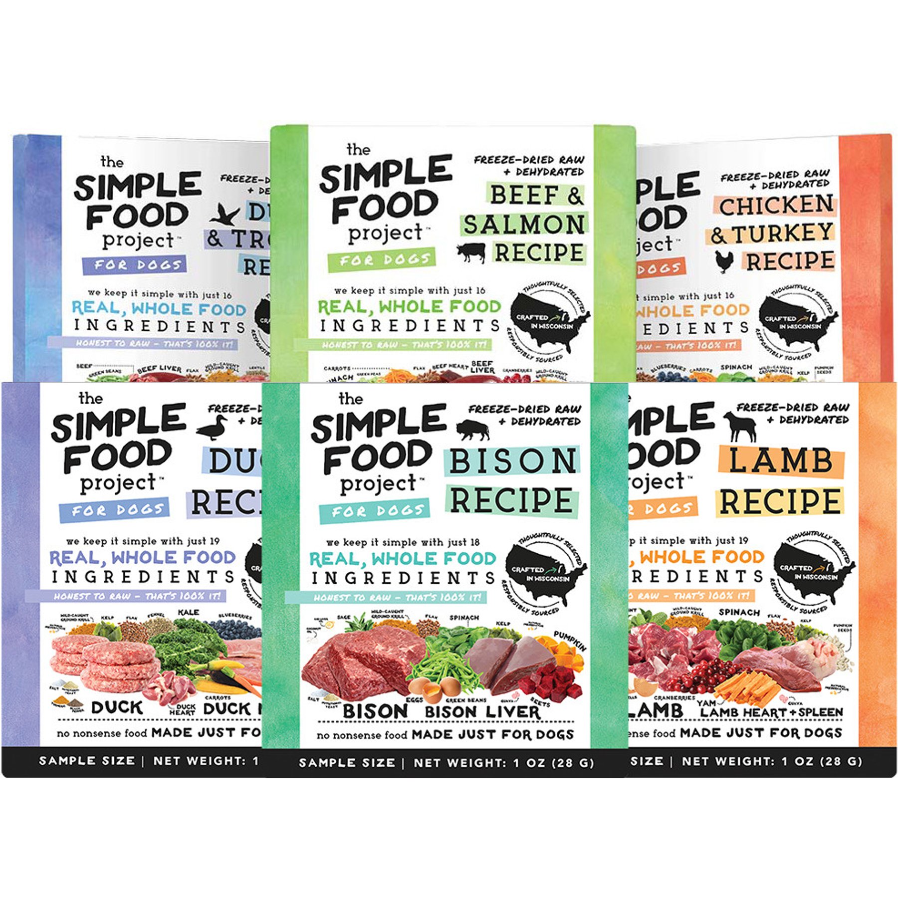 Simple Food Project 6-Pack Sample Bundle Freeze-Dried Dog Food