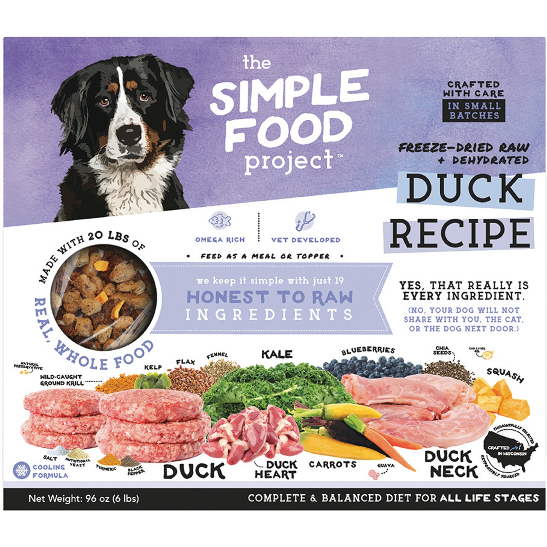 Simple Food Project Duck Recipe Freeze-Dried Dog Food