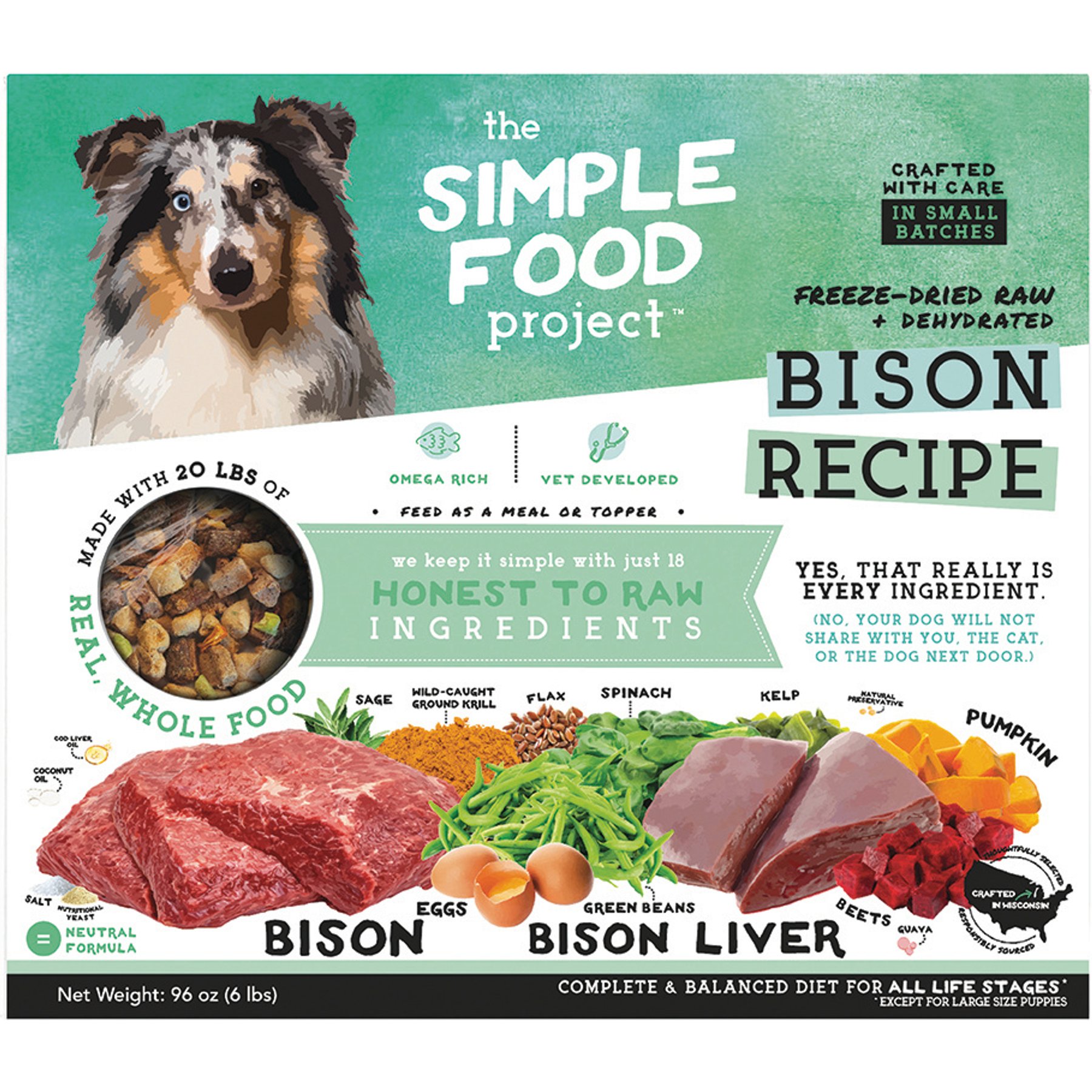Simple Food Project Bison Recipe Freeze-Dried Dog Food